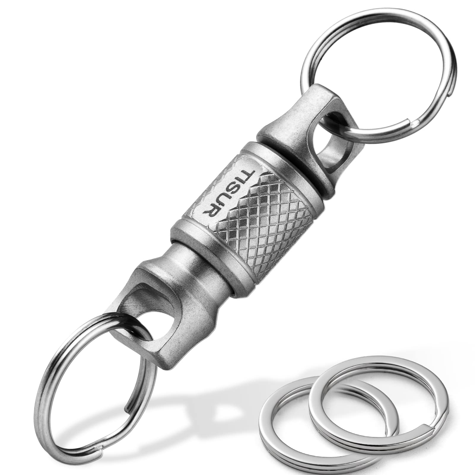 TISUR Titanium Quick Release Keychain, Retractable Key Chain Detachable Keychain Clip,Pull Apart Key Rings Holder for Men Women