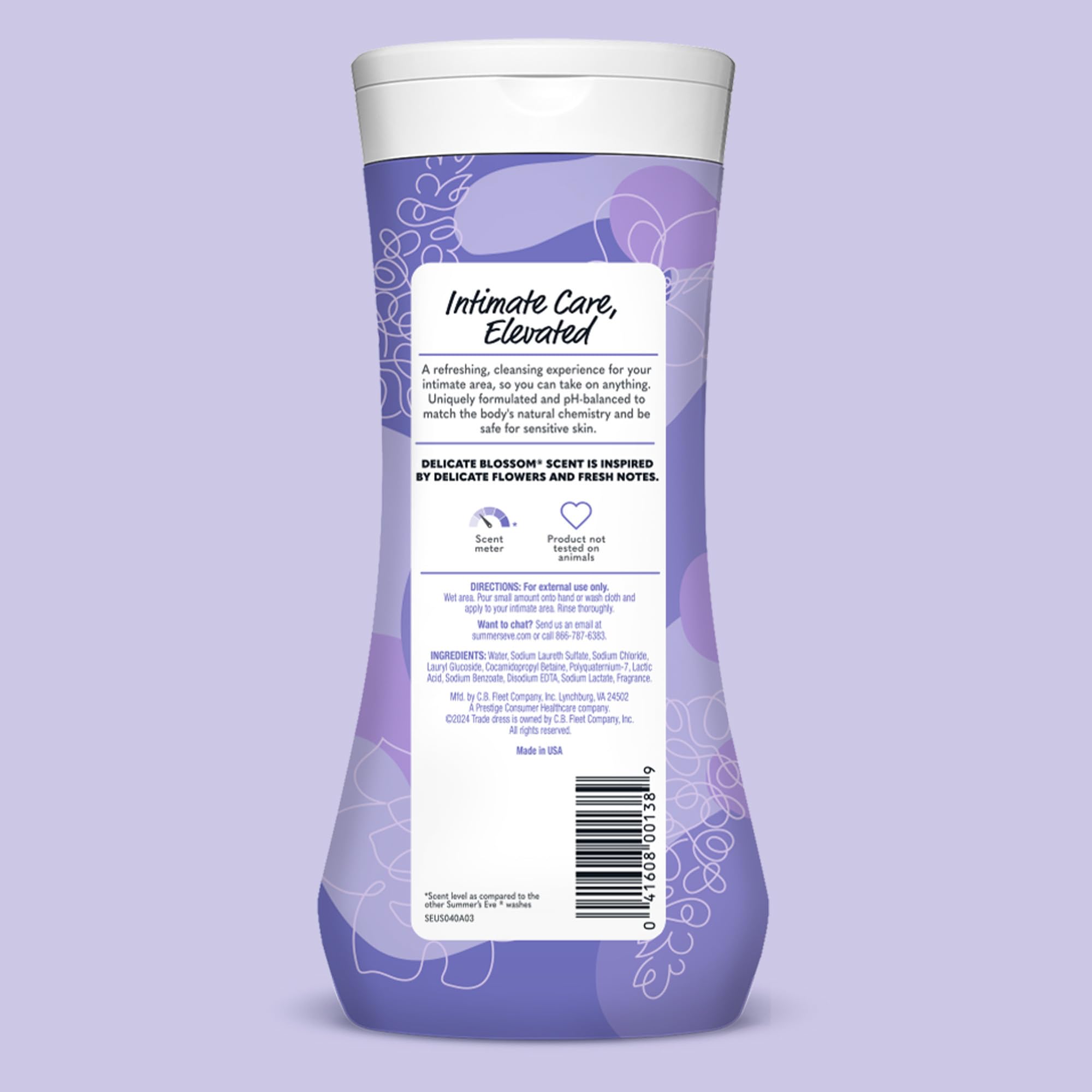 Summer's Eve Delicate Blossom Daily Refreshing All Over Feminine Body Wash, Removes Odor, Feminine Wash pH Balanced, 15 fl oz