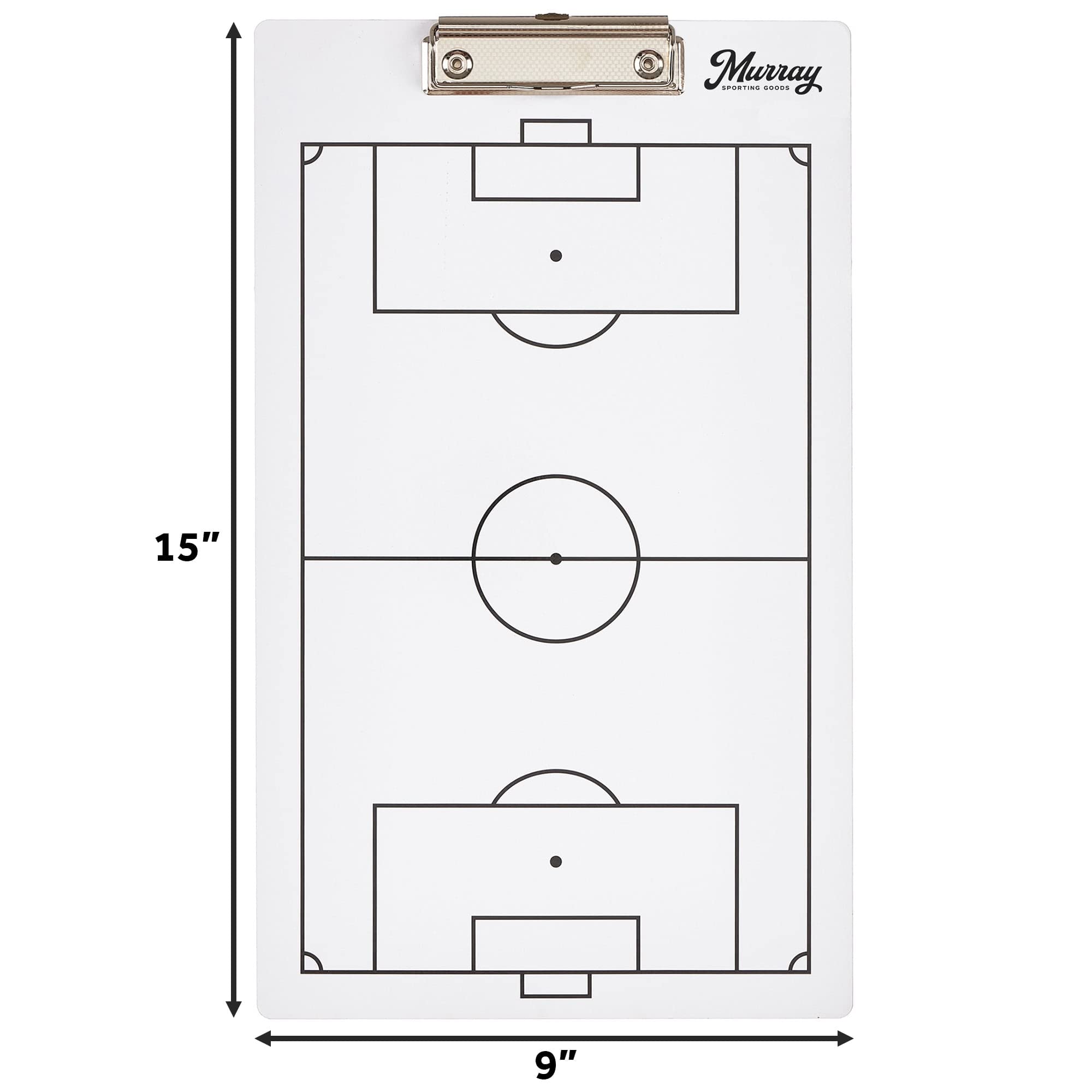 Murray Sporting Goods Dry Erase Coaches Clipboard | Double-Sided Dry Erase White Board (Soccer)