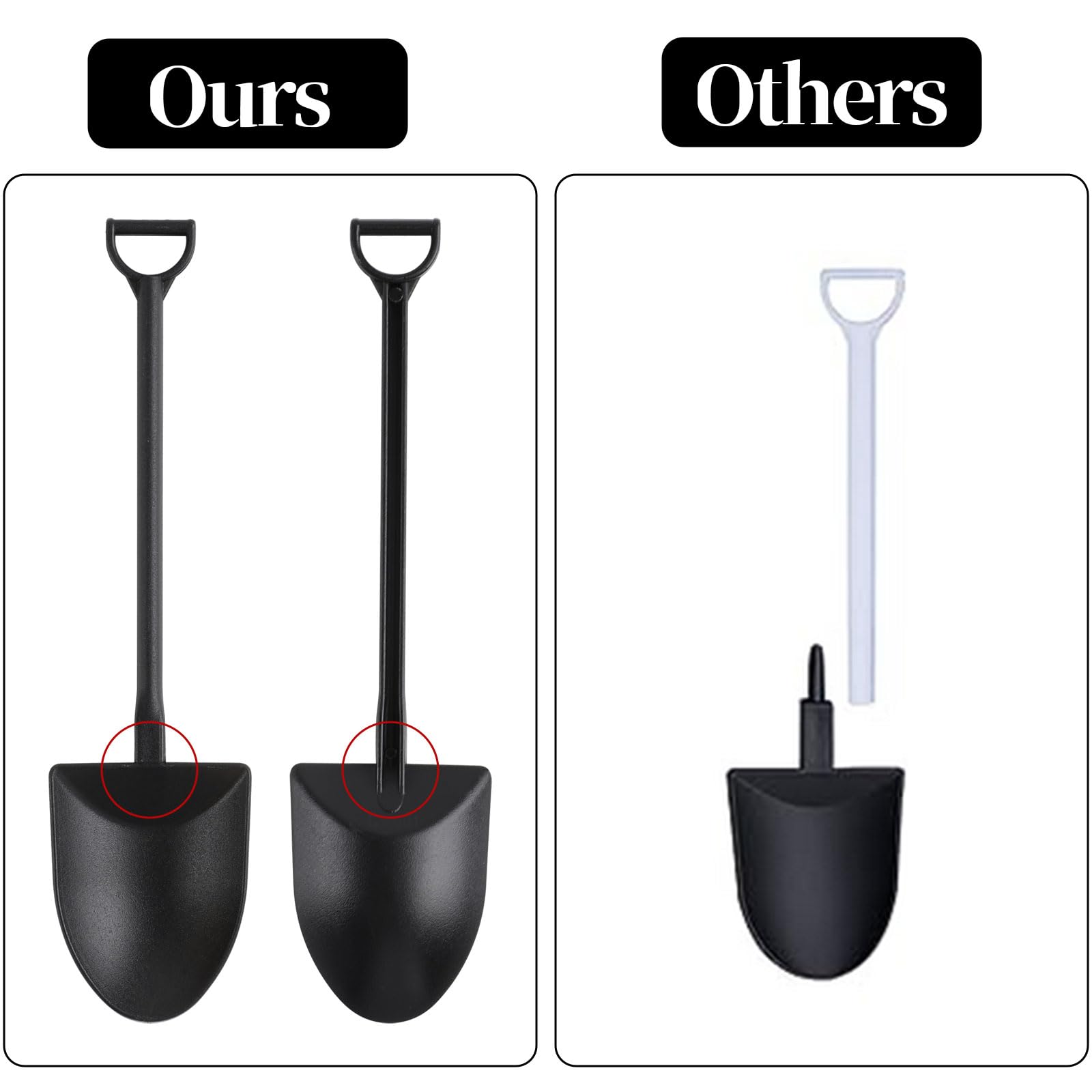 CCINEE 50pcs Mini Shovel Spoons for Desserts, Disposable Plastic Icecream Spoons Shovel Shape Cute Black Spoon for Family And Halloween Party