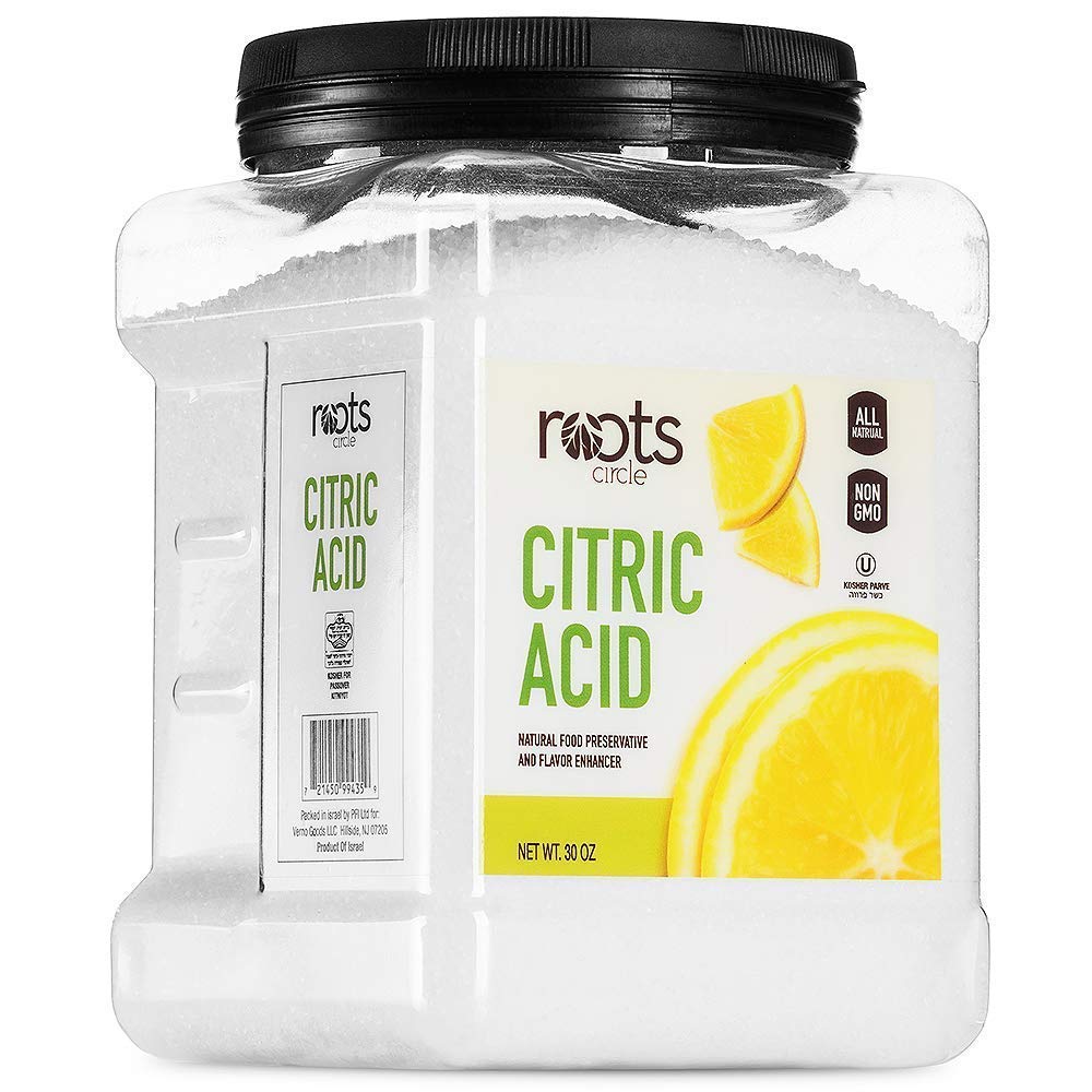 Roots Circle Rein Natürliche Zitronensäure | 1 Packung - 848g | Koscher für Pessach | Lebensmittelqualität Geschmacksverstärker, Haushaltsreiniger & Konservierungsmittel | für Hautpflege, Kochen, Backen, Badebomben