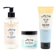 TUBBY TODD Baby Bundle Neugeborenen Hautpflegeset - Hypoallergenes Haar- + Körperwaschmittel, All Over Ointment mit kolloidalem Hafer, Sweet Cheeks Windelcreme - Parfümfrei, Standardgröße