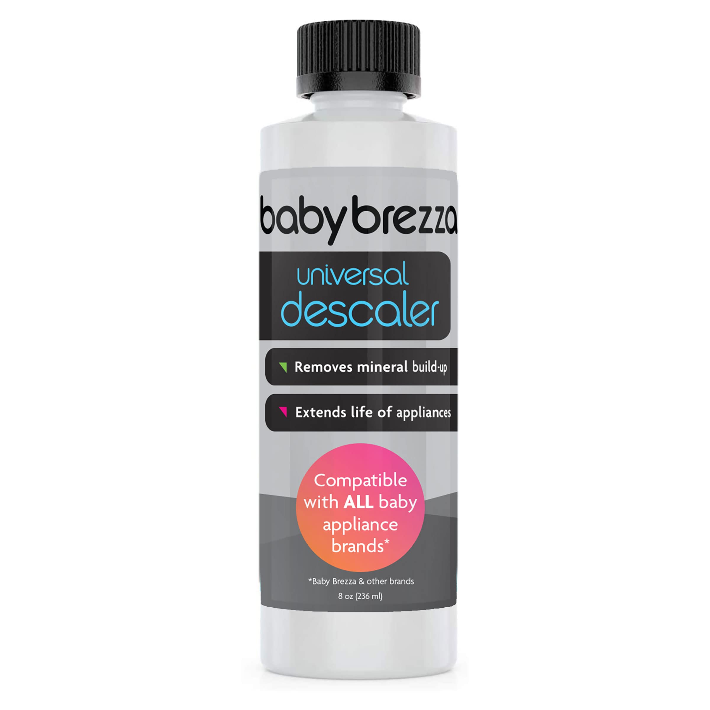 Baby Brezza Entkalker 236 ml. Hergestellt in den USA. Universelle Entkalkungslösung für Baby Brezza und andere Babygeräte. Entfernt Mineralablagerungen und verlängert die Lebensdauer Ihrer Maschine.