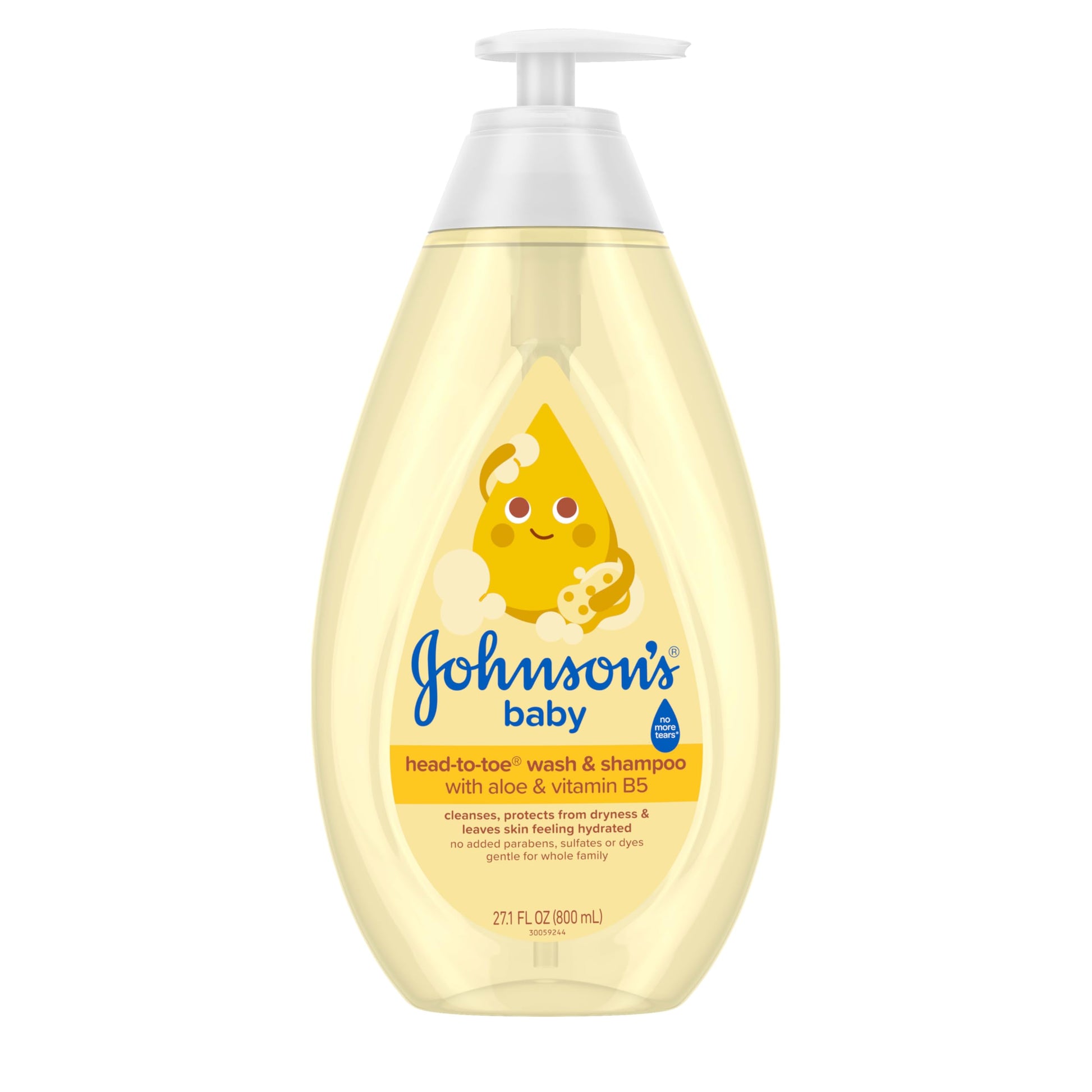 Johnson's Baby Head-To-Toe Baby Wash & Shampoo + Aloe & Vitamin B5, 2-in-1 Bath Wash Gently Cleanses Newborn's Delicate Skin & Hair, Hypoallergenic, No Added Parabens, Dyes & Sulfates, 27.1 fl. oz