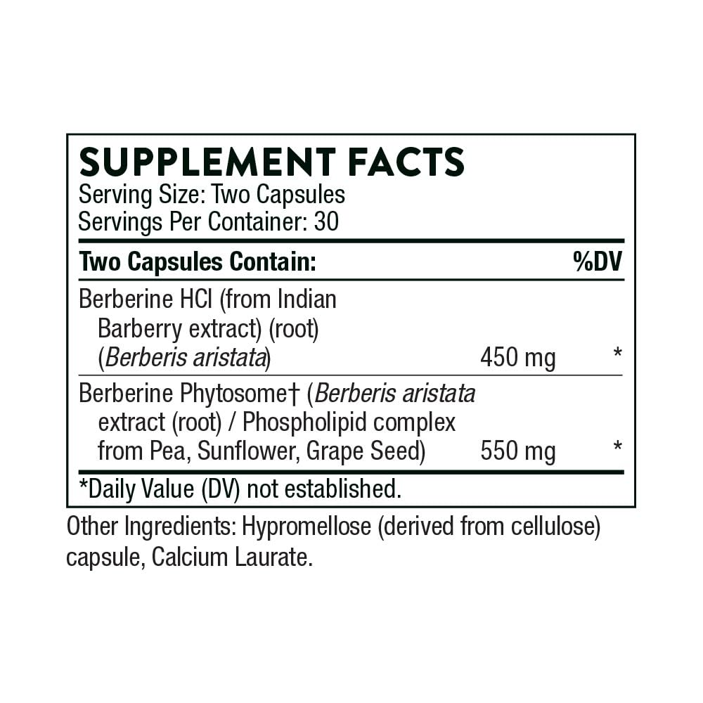 THORNE - Berberine - Dual Action Formula with Phytosome Plus Botanical Extract - Support Heart Health, Immune System, Healthy GI, Cholesterol* - Gluten-Free, Dairy-Free - 60 Capsules - 30 Servings