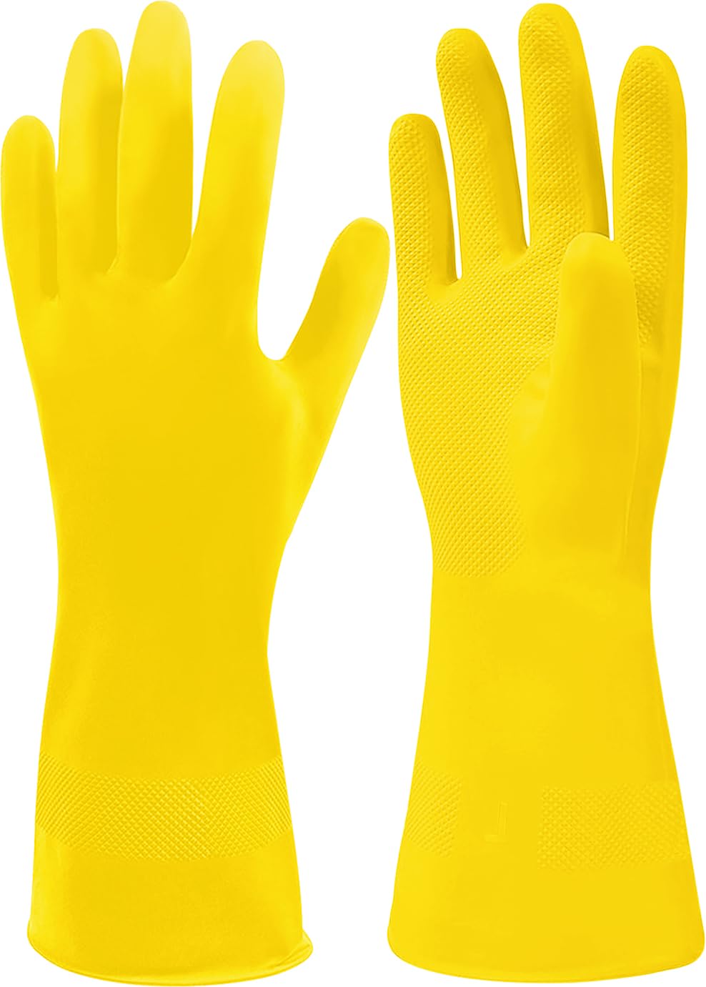 SteadMax 3/6 Pairs Cleaning Gloves, Reusable Natural Rubber Dish Gloves, Waterproof Latex Non-Slip Dishwashing Gloves for Kitchen and Household (Large, 3 Pack)