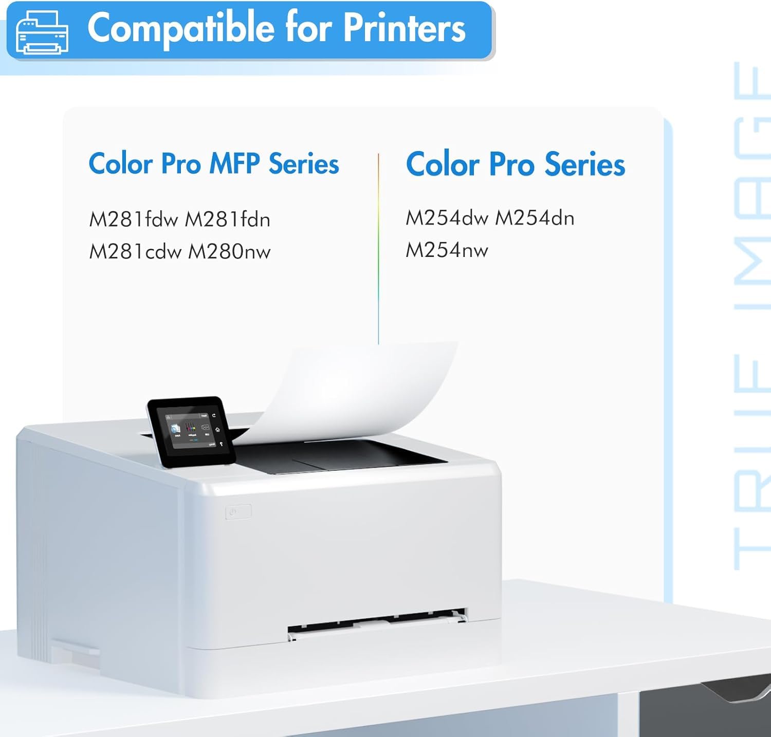 TRUE IMAGE Compatible Toner Cartridge Replacement for HP 202X CF500X CF500A 202A Color Laserjet Pro MFP M281fdw M281cdw M254dw M281fdn 281fdw M254 M281 Toner Printer (Black Cyan Yellow Magenta 4 Pack)