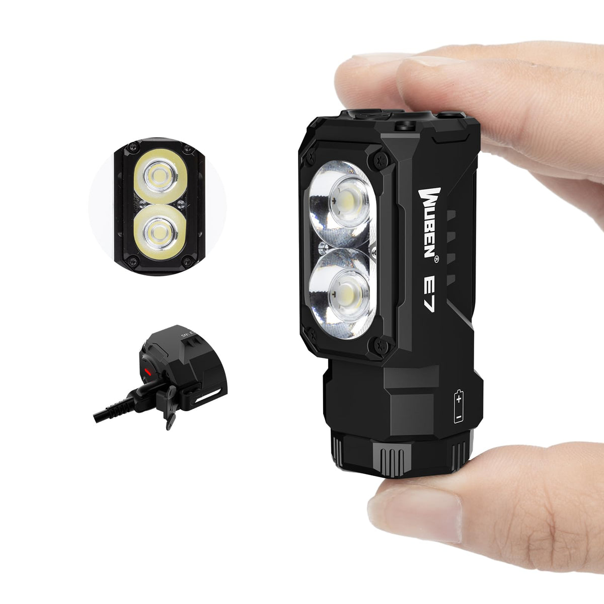 WUBEN E7 1800 Lumen wiederaufladbare Mini-Taschenlampe mit Magnet – Superhelle EDC-Taschenlampe mit 6 Modi, Typ-C wiederaufladbar, LED; IP68-Taschenlampe zur Verwendung als Stirnlampe, für Rettungseinsätze, Camping