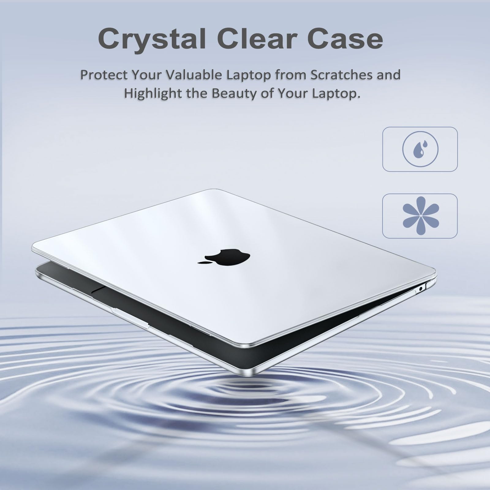 MOSISO Compatible with MacBook Air 13 inch Case 2025 2024 2023 2022 M4 A3240 M3 A3113 M2 A2681, Plastic Hard Shell&Keyboard Cover&Screen Film&Pouch for MacBook Air 13.6 inch Case, Crystal Clear