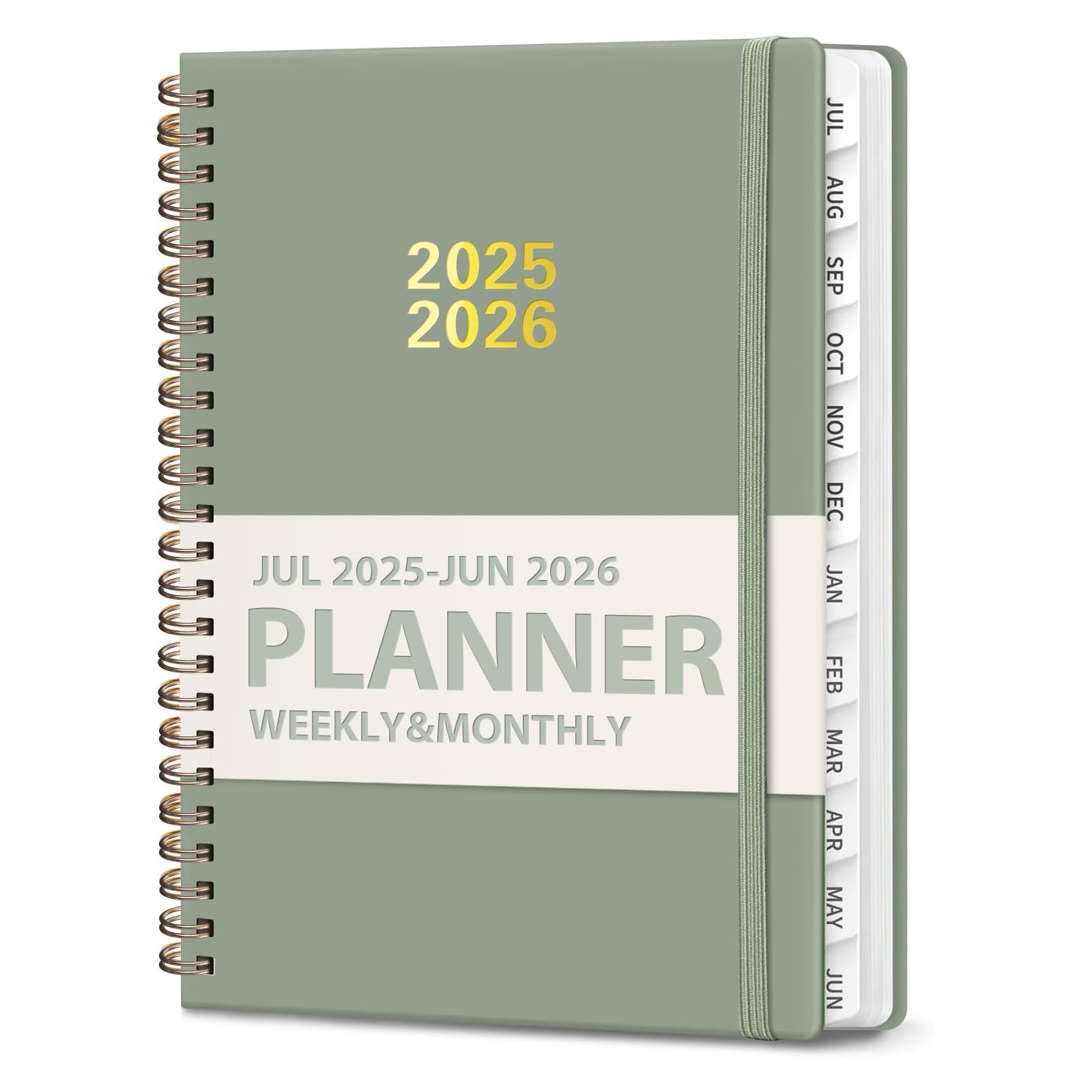 Planner 2025-2026, Weekly and Monthly Calendar Academic Planner (July 2025 - June 2026), Hardcover Teacher School Student Agenda with Tabs, Ideal for School Office Supplies, A5 (6.3" x 8.5") - Green