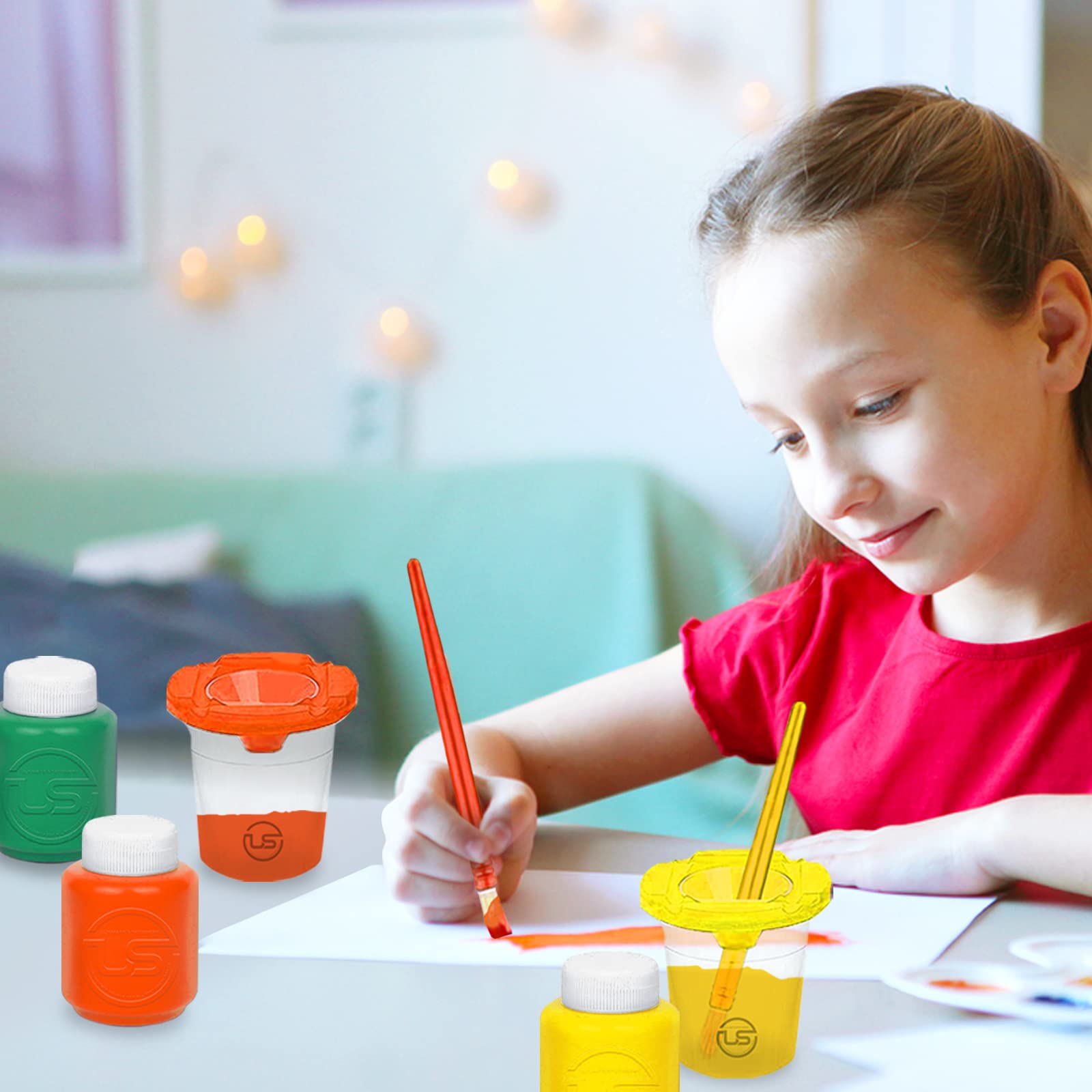The Mega Deals Kids Painting Set, Washable Paint for Kids with Paint Cups and Toddler Paintbrushes, Non Toxic Washable Finger Paints 2 oz Each, Gifting Bundle Toddler Painting Supplies