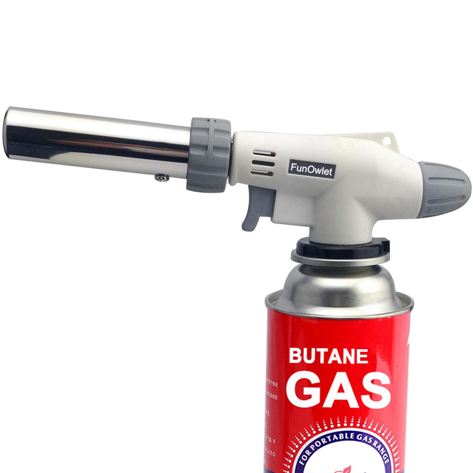 FunOwlet Butane Torch, Reverse Use Culinary Kitchen Blow Lighter with Adjustable Flame, Butane Fuel Not Included, Ideal for Chef Cooking, Creme, Brulee, BBQ, Baking, Jewelry