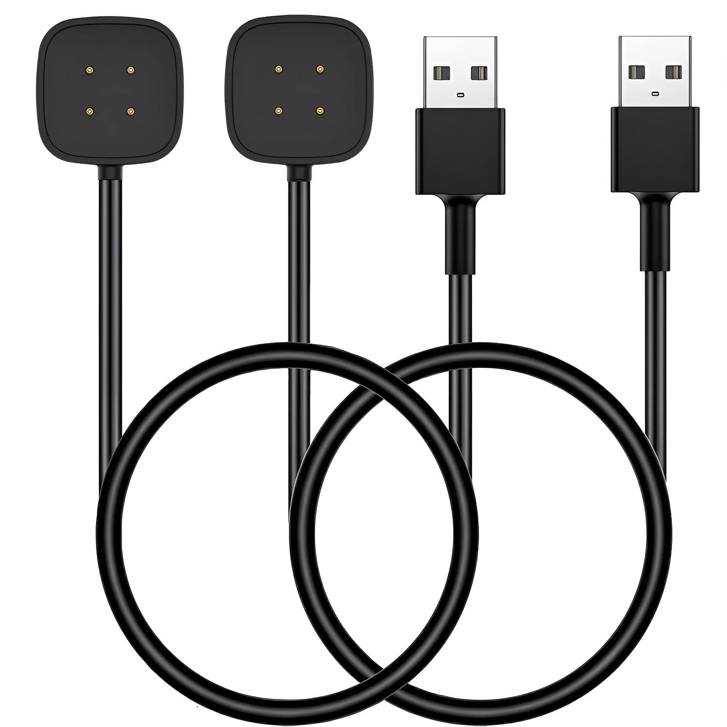 YANZHI Charger Replacement for Fitbit Versa 4 / Sense/Versa 3 / Sense 2 (2 Pack/3.3Ft Compatible with Fitbit Versa & Sense Smart Watch Charger Dock Stand Charging Cable, Upgraded Strong Magnet)