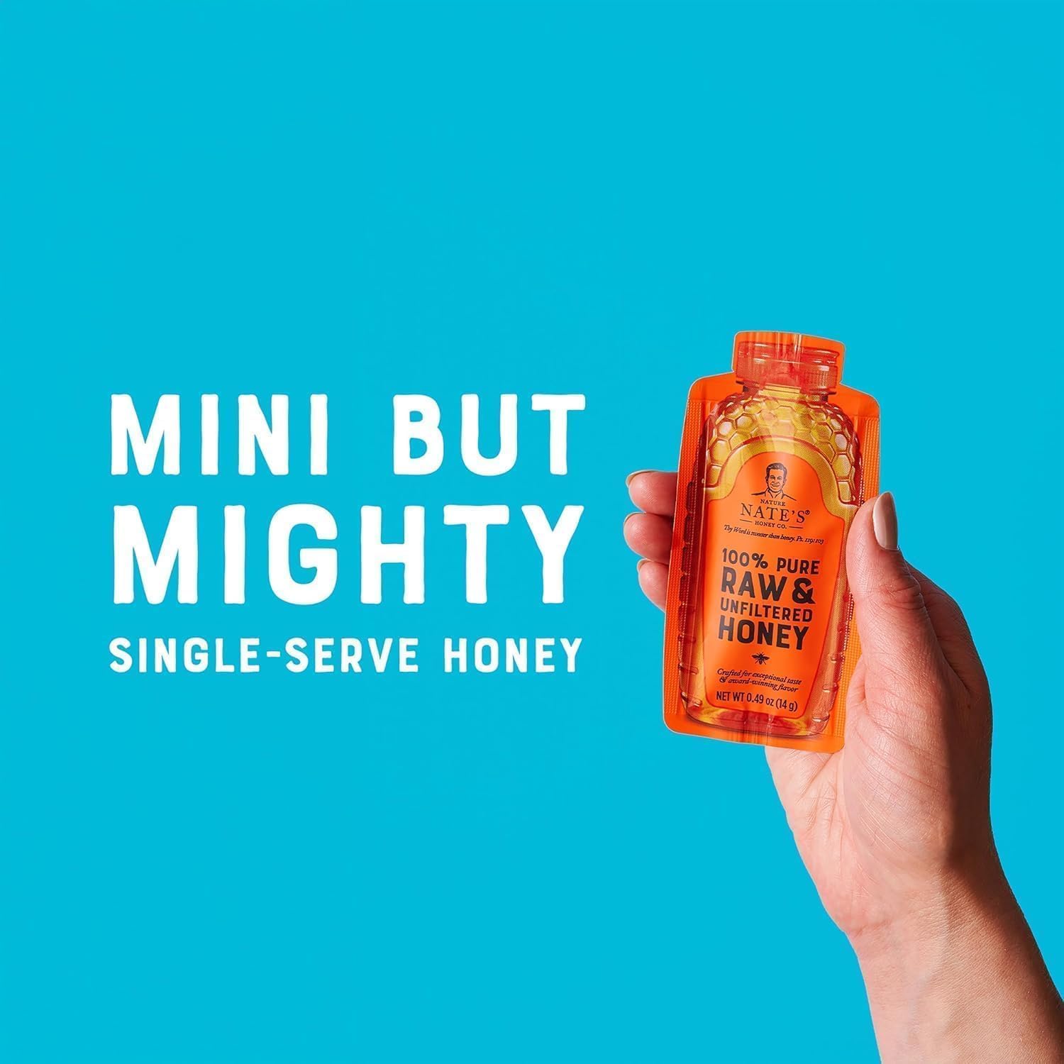 Nate's Honey Minis - Single-Serve 100% Pure, Raw & Unfiltered Honey – 0.49oz Packets, 20ct box