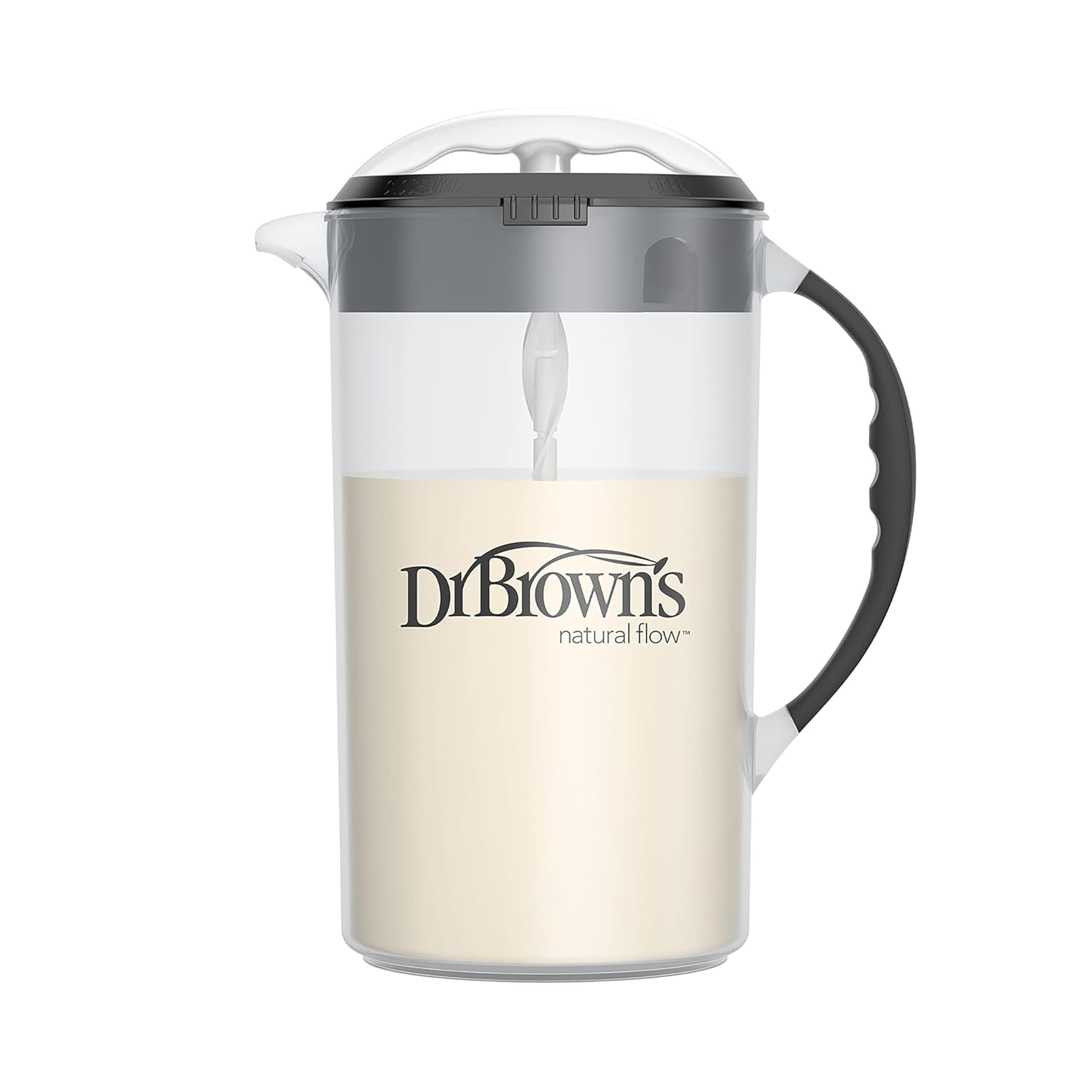 Dr. Brown's Babyflaschen-Mixkrug mit verstellbarem Stopper, abschließbarem Deckel und tropffreiem Ausgießer, Schwarz, BPA-frei, 1065 ml, 1er-Pack