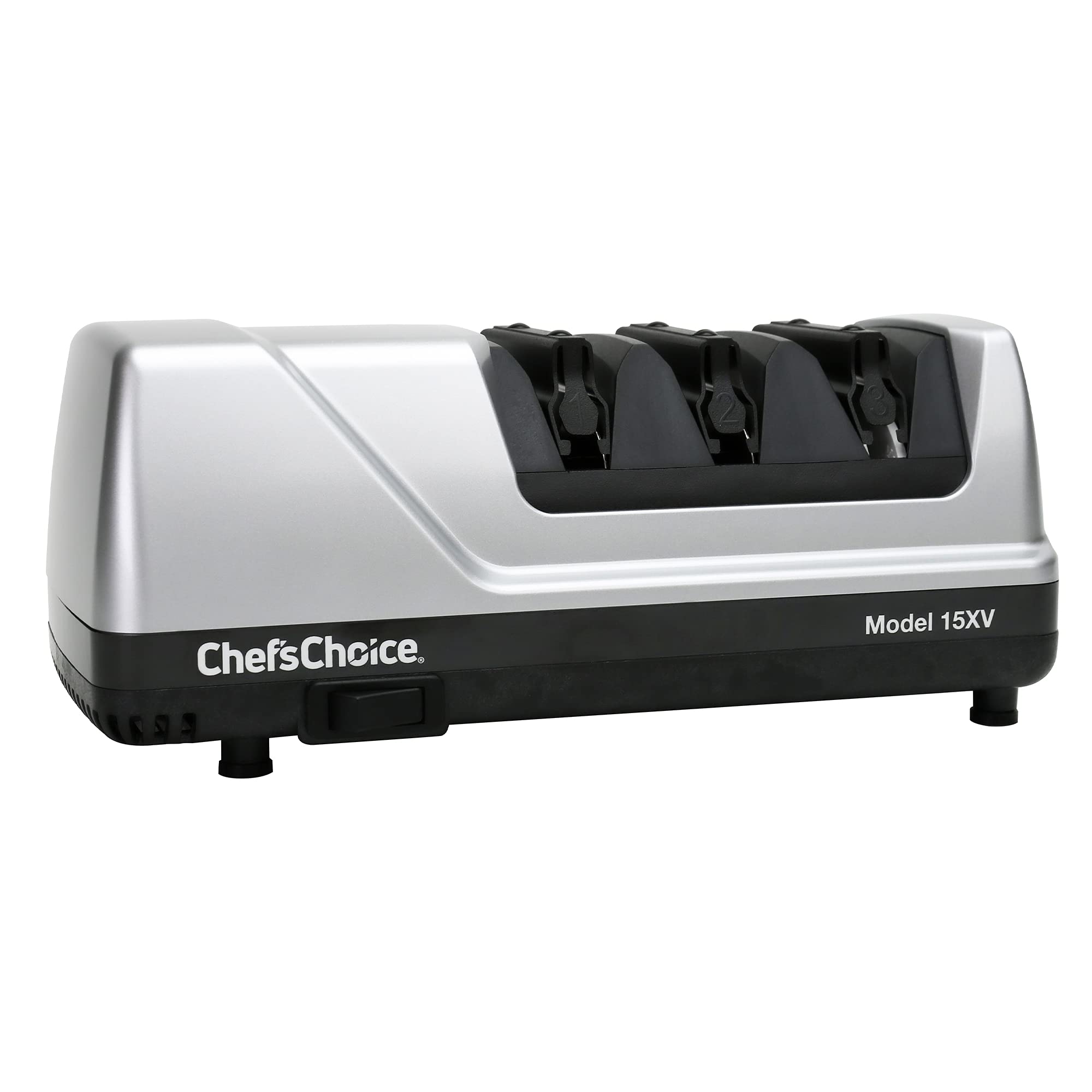 Chef'sChoice 15XV EdgeSelect Professioneller elektrischer Messerschärfer mit 100 % Diamantschleifmitteln und Präzisions-Winkelführungen für Messer mit glatter und Wellenschliffklinge, 3-Stufen, Grau