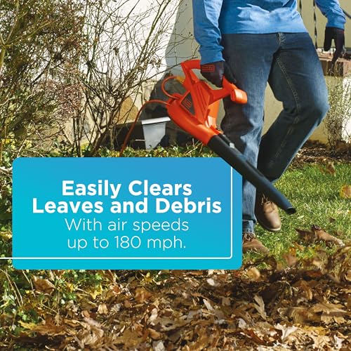 BLACK+DECKER Electric Leaf Blower, Handheld Blowers for Lawn Care, Lightweight, 180 MPH 7-Amp (LB700)