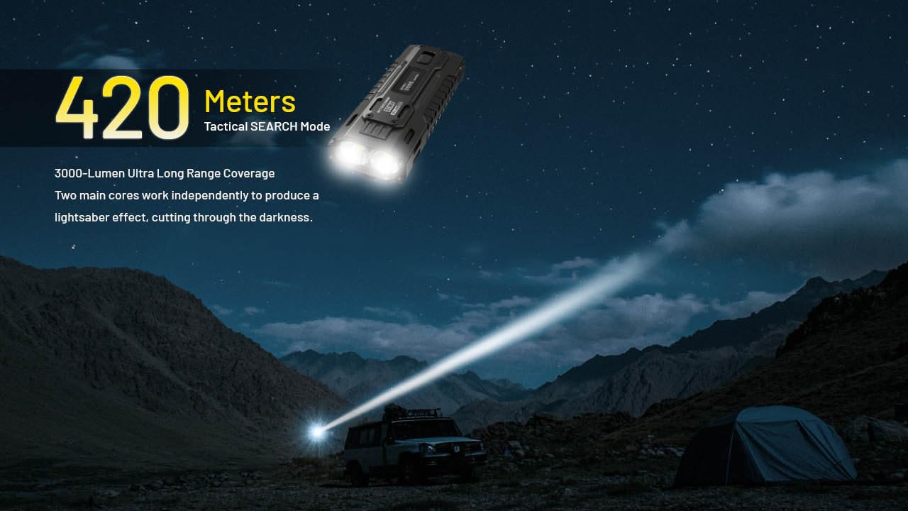 Nitecore EDC37 8000 Lumens Flat Shape Flashlight, USB-C Fast Charging with Digital OLED Display and Safety Lock Sticker