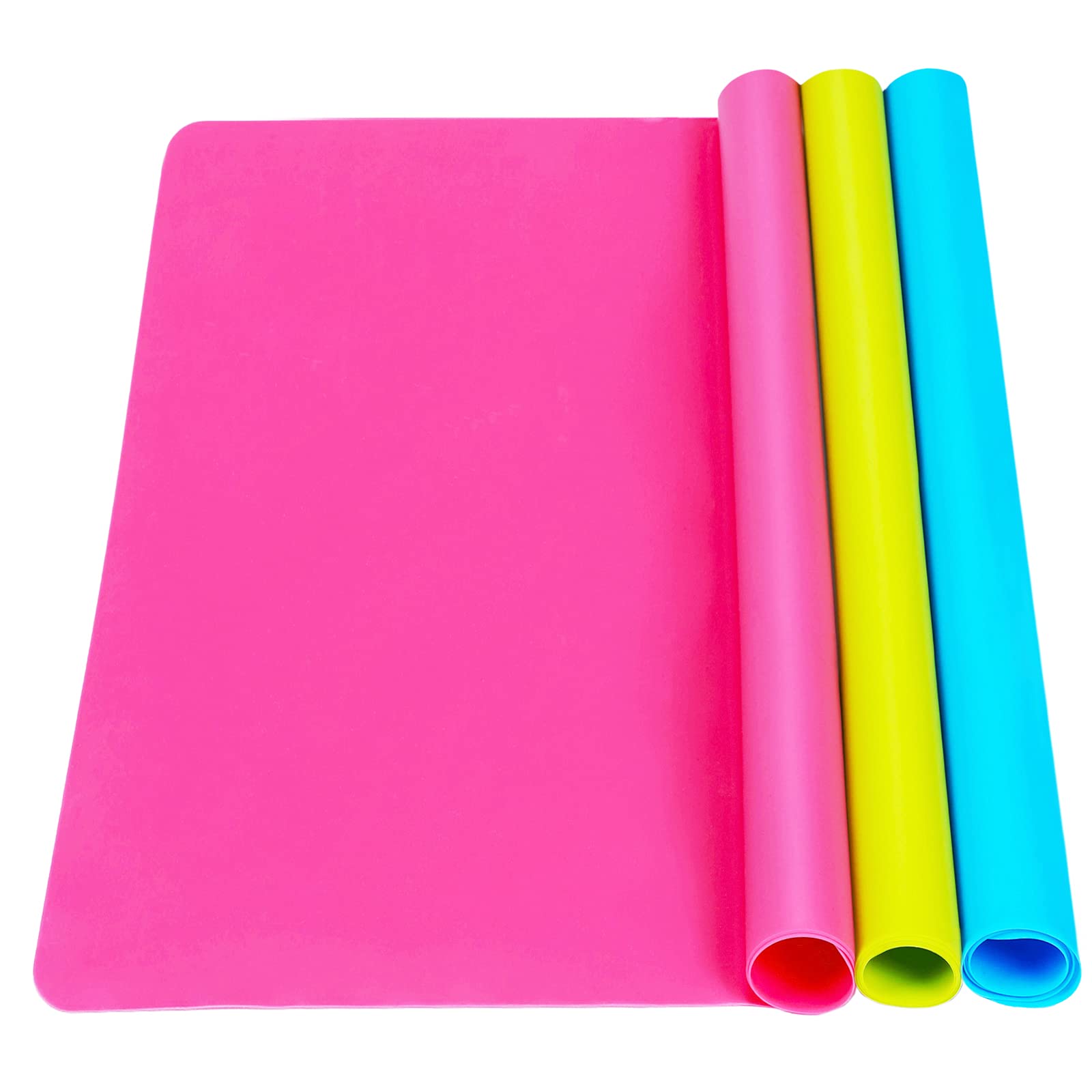 3 Pack Silicone mat Large Silicone Sheets for Crafts, Liquid, Resin Jewelry Casting Molds Mat, Silicone Placemat 15.7" x 11.8" (Blue & Rose Red & Green)