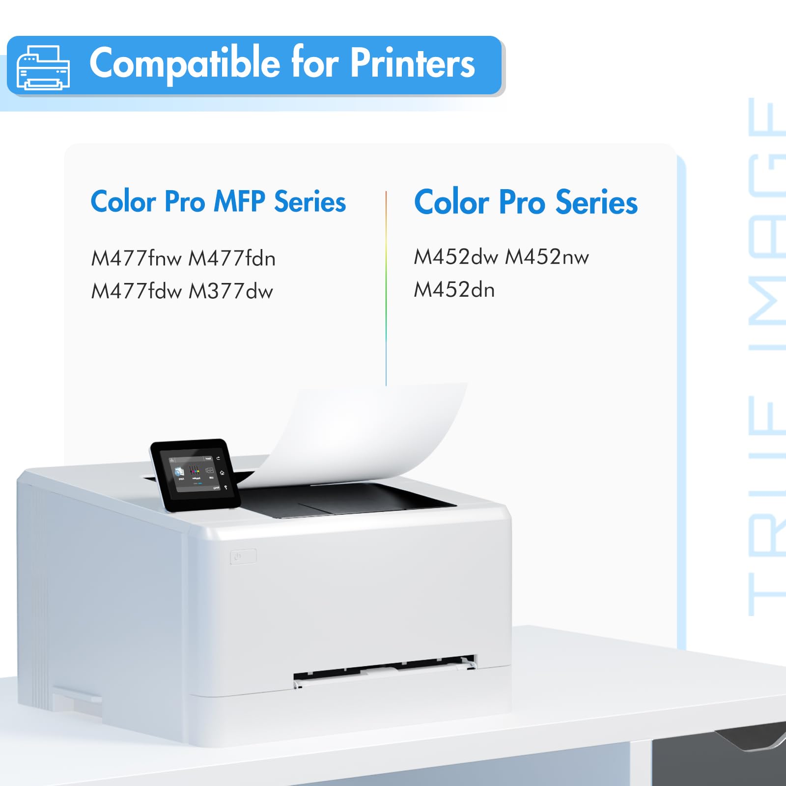 TRUE IMAGE Compatible 410A Toner Cartridge Replacement for HP 410A 410X 410 CF410A CF411A CF412A CF413A Color Laserjet Pro MFP M477fnw M477fdw M477fdn M452dn M452nw M477 Printer (4-Pack)