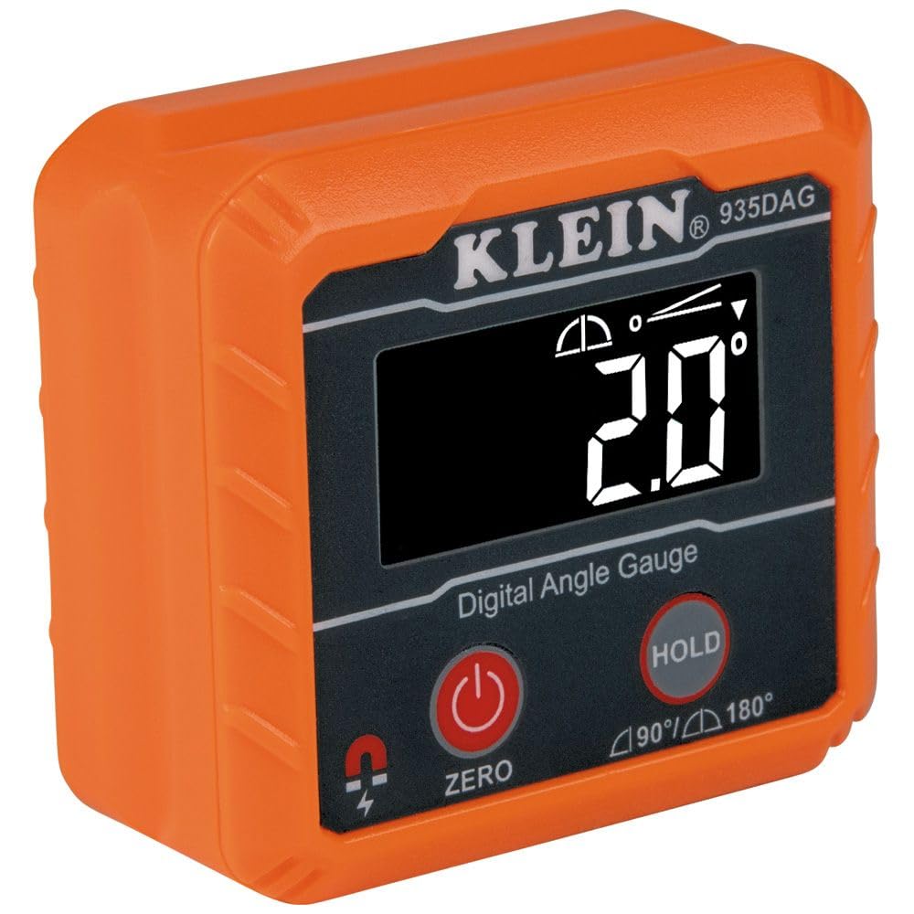Klein Tools 935DAG Digitaler elektronischer Neigungsmesser und Winkelmesser, misst Bereiche von 0 - 90 und 0 - 180 Grad, misst und stellt Winkel ein