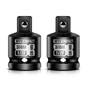 MTO 2-Piece 1/2" Female to 3/8" Male Impact Socket Adapter Set, 1/2" Drive Impact Driver Conversions for Impact Wrench, Chrome Molybdenum Alloy Steel
