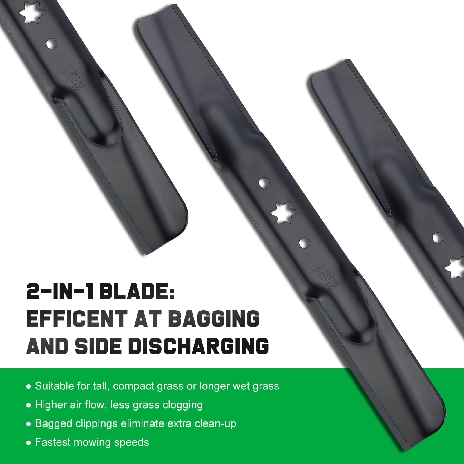 Grasscool 942-04308 Mower Blades for Troy Bilt Bronco Pony Mustang 42 inch Lawn Mower Cub Cadet 42'' Deck Riding Mower RZT42 Replace 942-04308A 942-04308-X 942-04312 742-04312 High Lift (2 Pack)