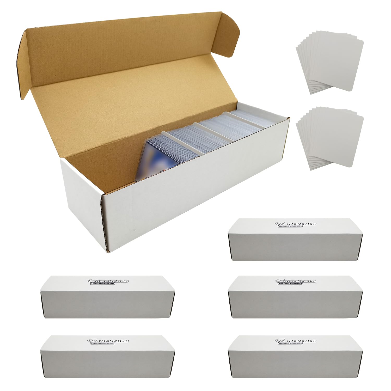Fageverld Trading Card Storage Box, Mtg Storage Box with Dividers, Cardboard Collector Box for TCG, Baseball Sports Cards, 6 Count
