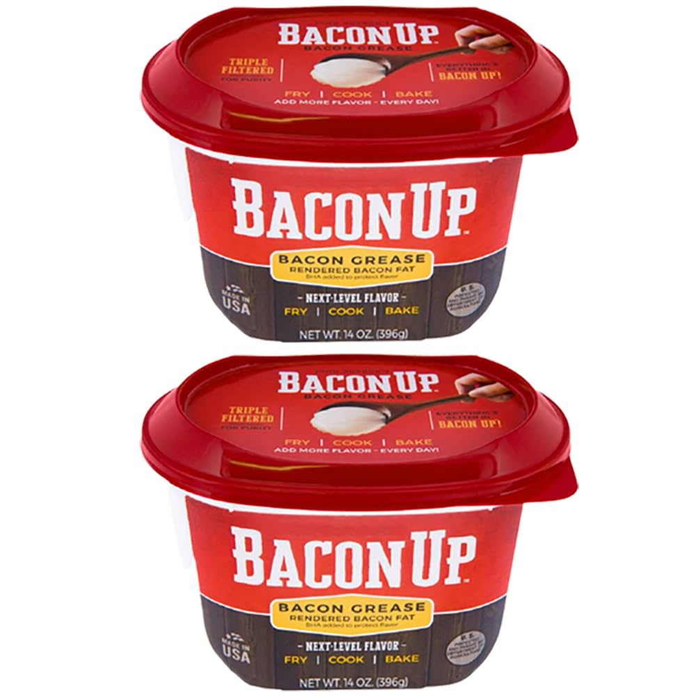 Bacon Up Speckfett zum Kochen – 397 g Dose mit authentischem Speckfett zum Kochen, Braten und Backen – dreifach gefiltert für Reinheit, ohne Kohlenhydrate, glutenfrei und ungekühlt haltbar (2er-Pack)