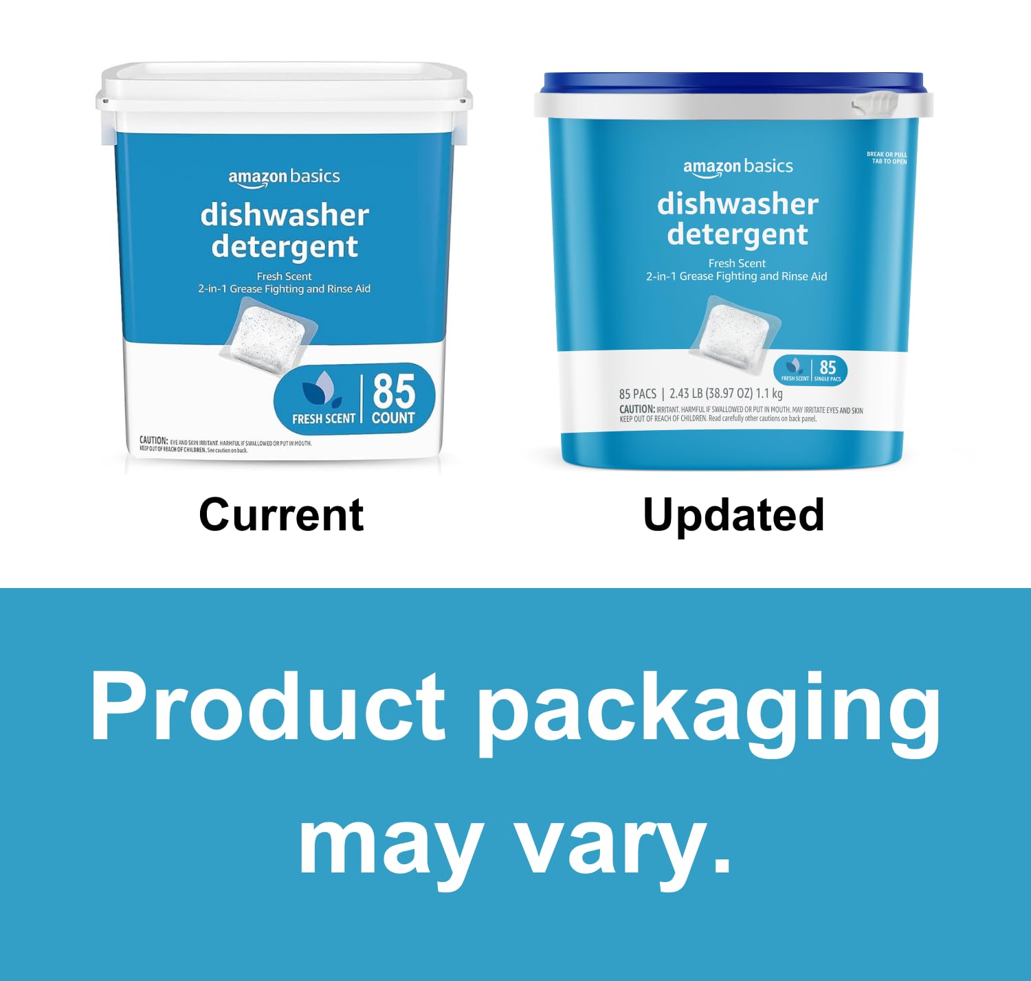 Amazon Basics Dishwasher Detergent Pacs, Fresh Scent, 85 Count (Previously Solimo)