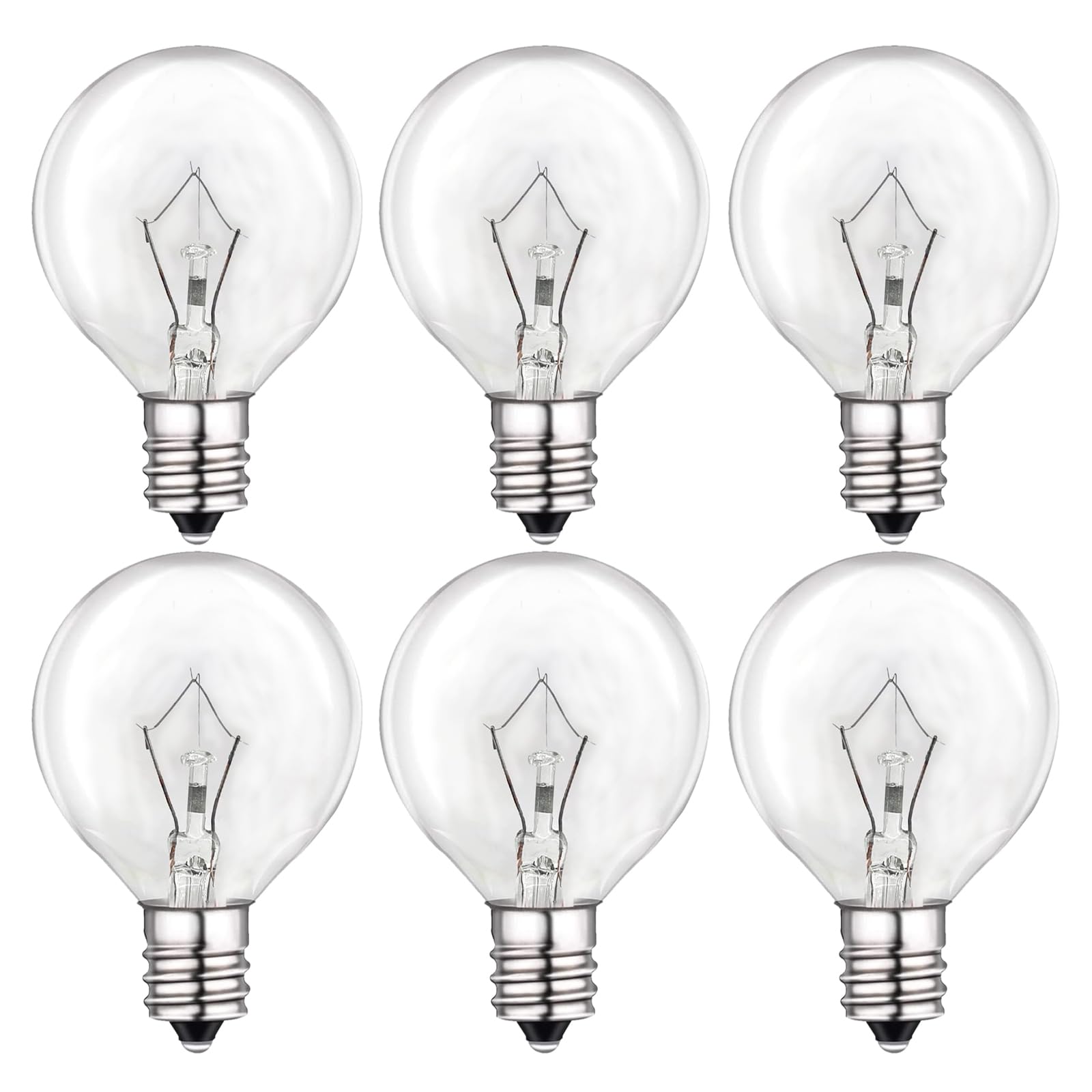 25 Watt Wachswärmer-Glühbirnen, Glühbirnen für Scentsy Duftlampen in Standardgröße, 120V/E12 Basistyp G Glühbirne, dimmbar, Warmweiß, 6 Stück G40 Glühbirnen für Kerzenlampen