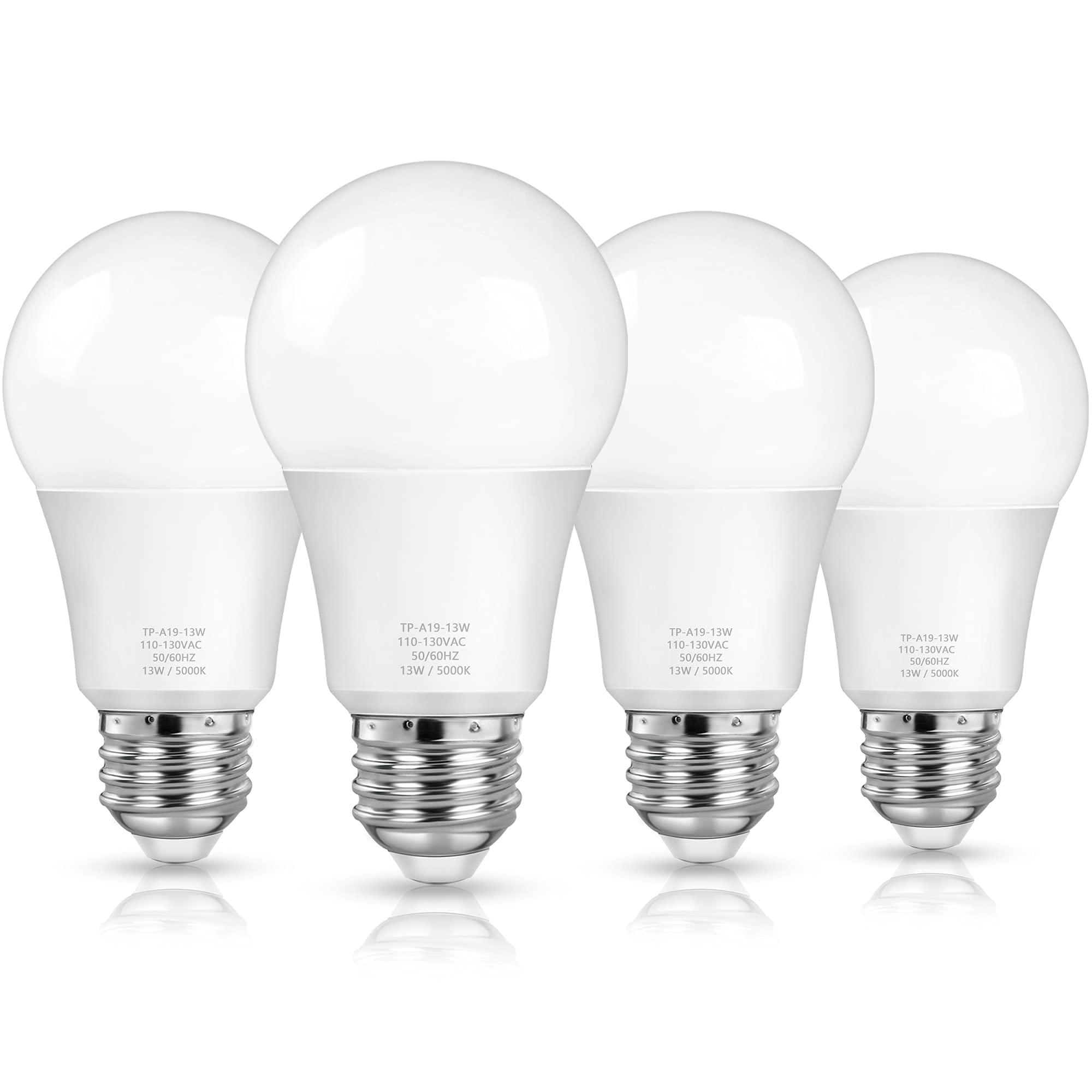 MAXvolador A19 LED-Leuchtmittel, 100 Watt Äquivalent LED-Lampen, Tageslichtweiß 5000K, 1500LM, E26 Sockel, nicht dimmbar, 13W helle LED-Lampen, 4er-Pack