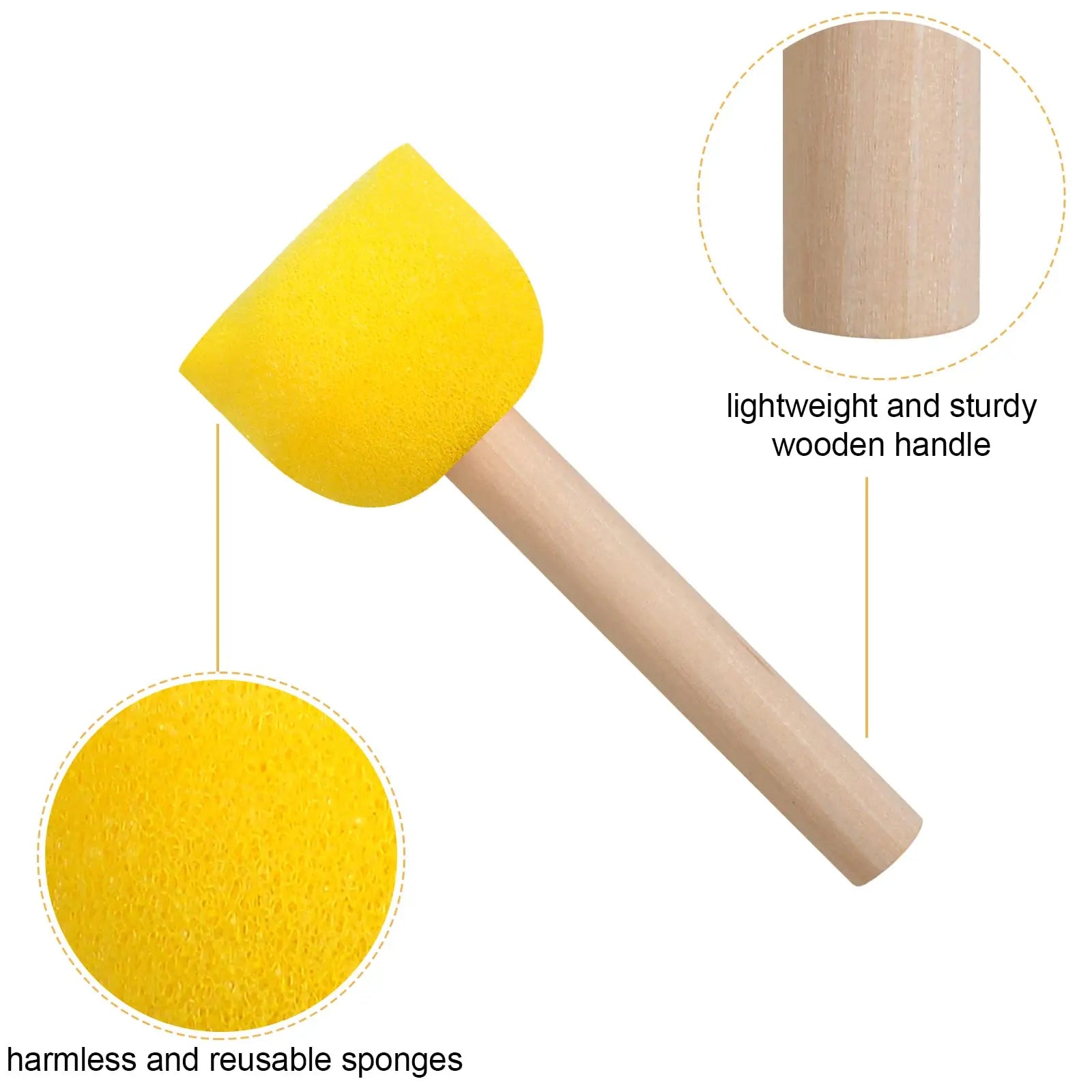 30 Pcs Round Sponges Brush Set, Round Sponge Brushes for Painting, Paint Sponges for Acrylic Painting, Painting Tools for Kids Arts and Crafts (4 Sizes)