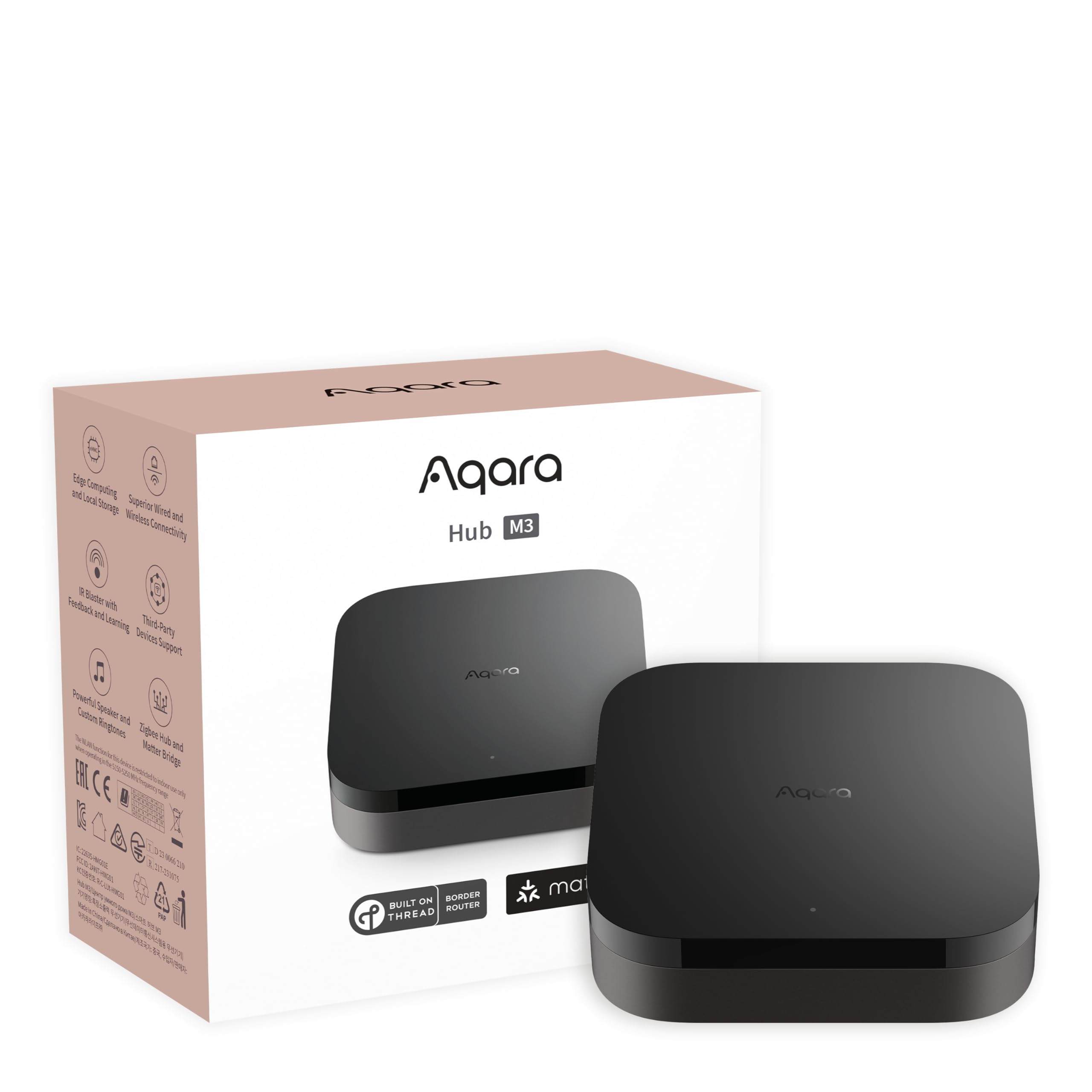 Aqara Smart Home Hub M3 für erweiterte Automatisierung, Matter Controller, Thread Border Router, mit Zigbee, Bluetooth, Wi-Fi, PoE, IR, unterstützt Alexa, Apple HomeKit, SmartThings, Home Assistant, IFTTT