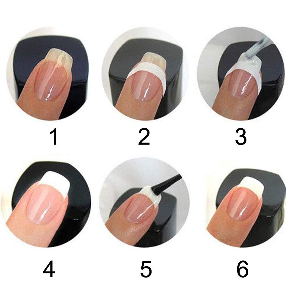 BlingKingdom 576pcs 12 Sheets French Nail Self-Adhesive Stickers Stencils Manicure Nail Tips Smile Line Guide for Women Girls - Moon Shape Design