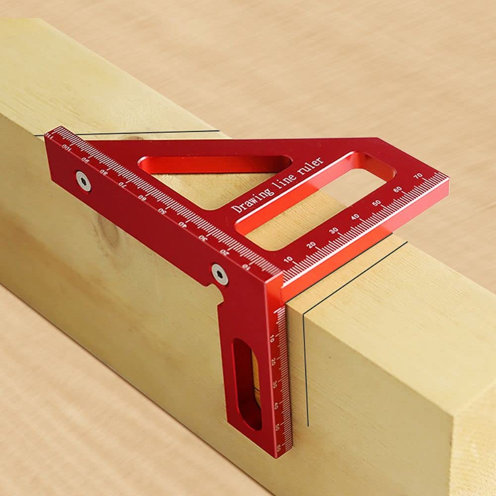KETIPED 3D Multi-Winkel-Messlineal, 45/90 Grad Aluminiumlegierung Holzbearbeitungs-Winkelmesser, Zeichenlineal, Gehrungsdreieck-Lineal, hochpräzises Anreißwerkzeug für Ingenieure und Schreiner, R