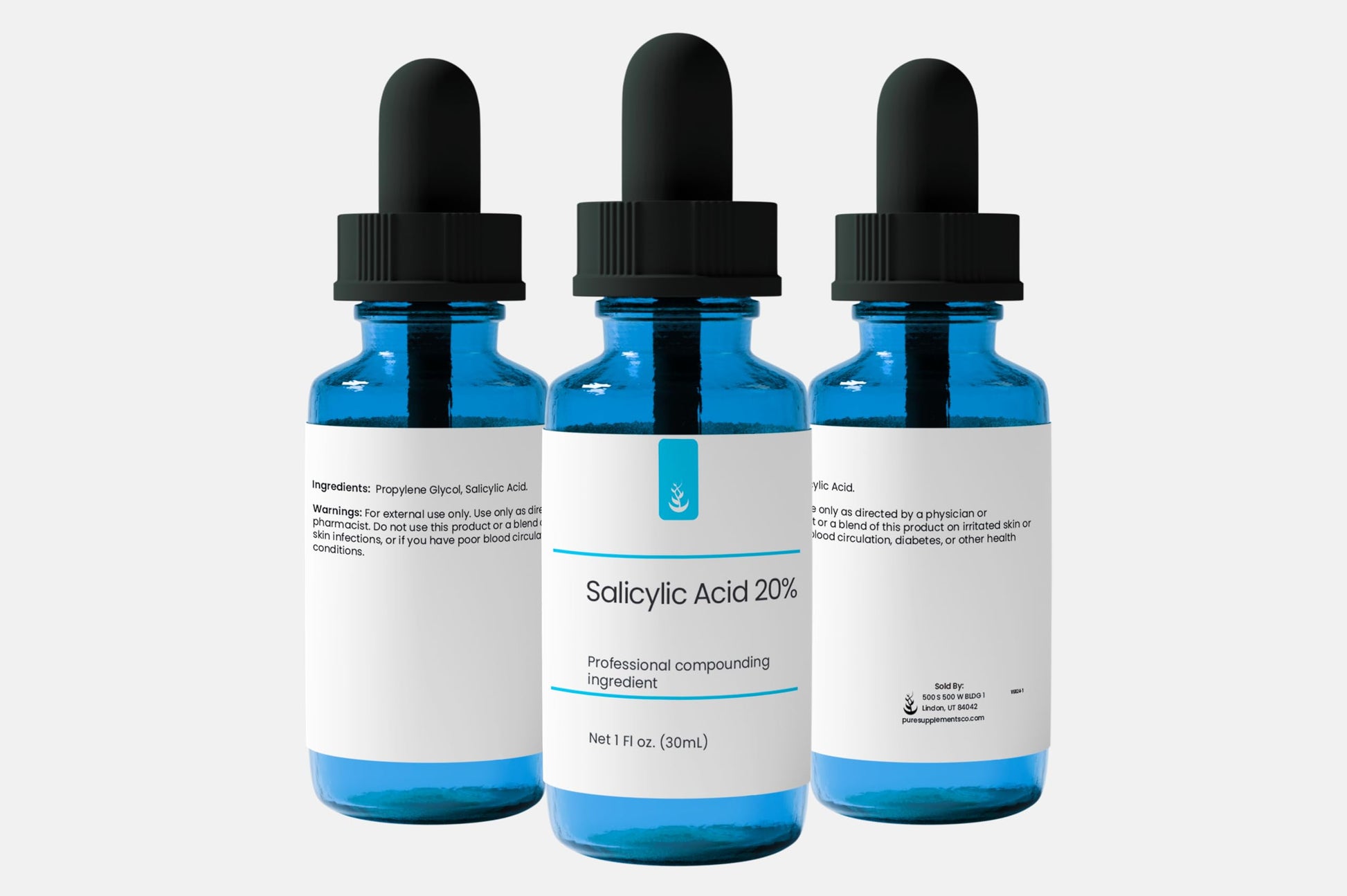 Salicylic Acid 20% Solution, 1 fl oz Glass Dropper, Pure & Simple Serum