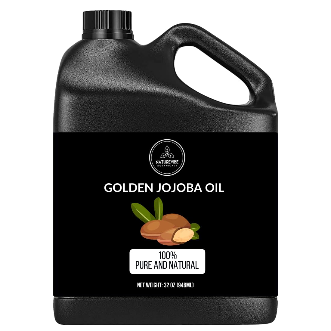 Naturevibe Botanicals Golden Jojoba Oil 32 oz - 100% Pure, Cold-Pressed Moisturizer for Skin & Hair | Antioxidant-Rich, Non-Greasy, Carrier Oil & Daily Hydration
