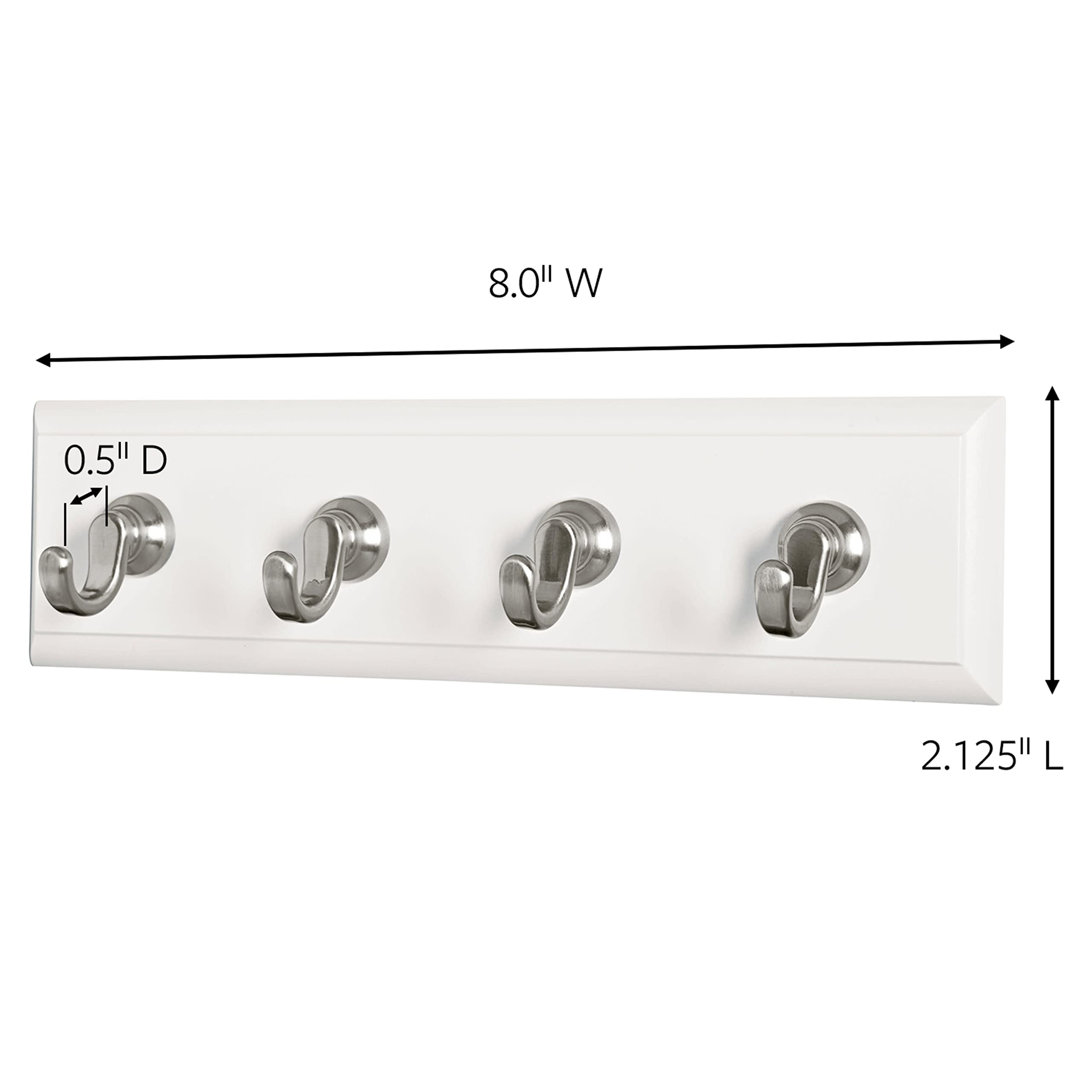 Command Key Rail, Holds up to 2 lb, 8-inch Rail with 4 Key Hooks and 6 Command Strips, Quartz, Removable Key Hooks for Entryway or Hallway, Hang Keys, Hats, Dog Leashes, and Accessories