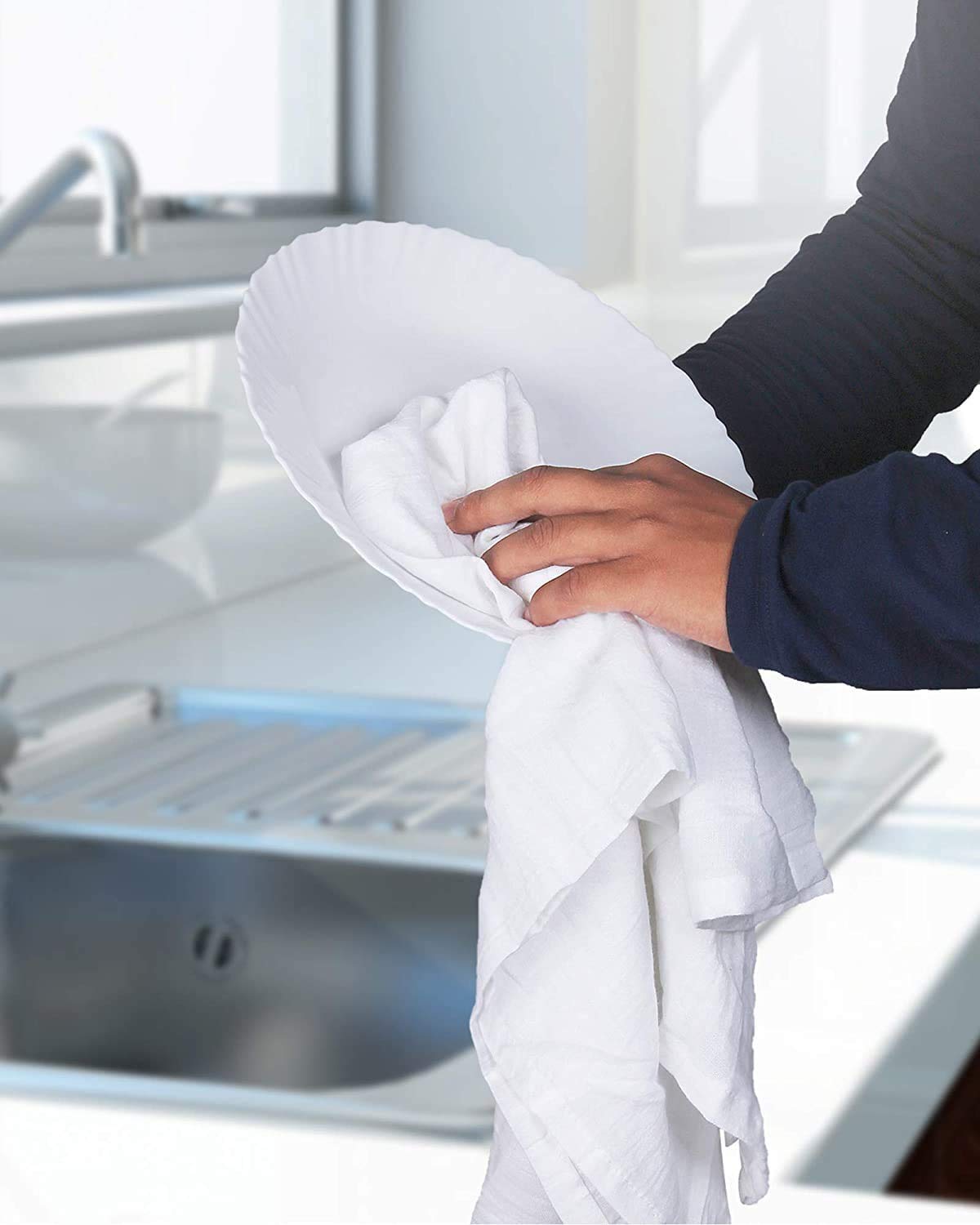 SIMPLI-MAGIC Kitchen Towels, 24"x24", Flour Sack White 12 Count