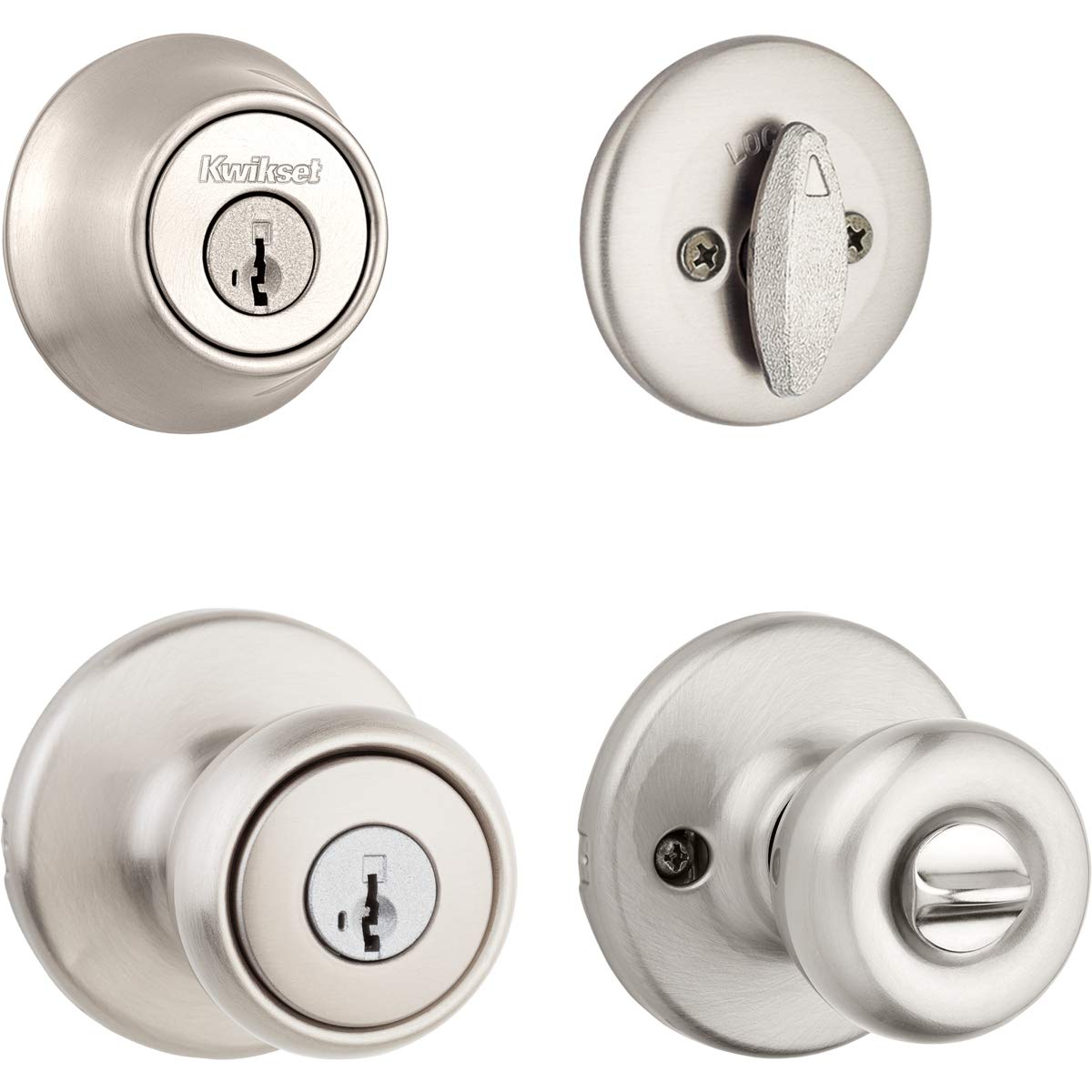 Kwikset 96900-381 690T 15 SMT BBPKG Satin Nickel Tylo Türschloss-Set