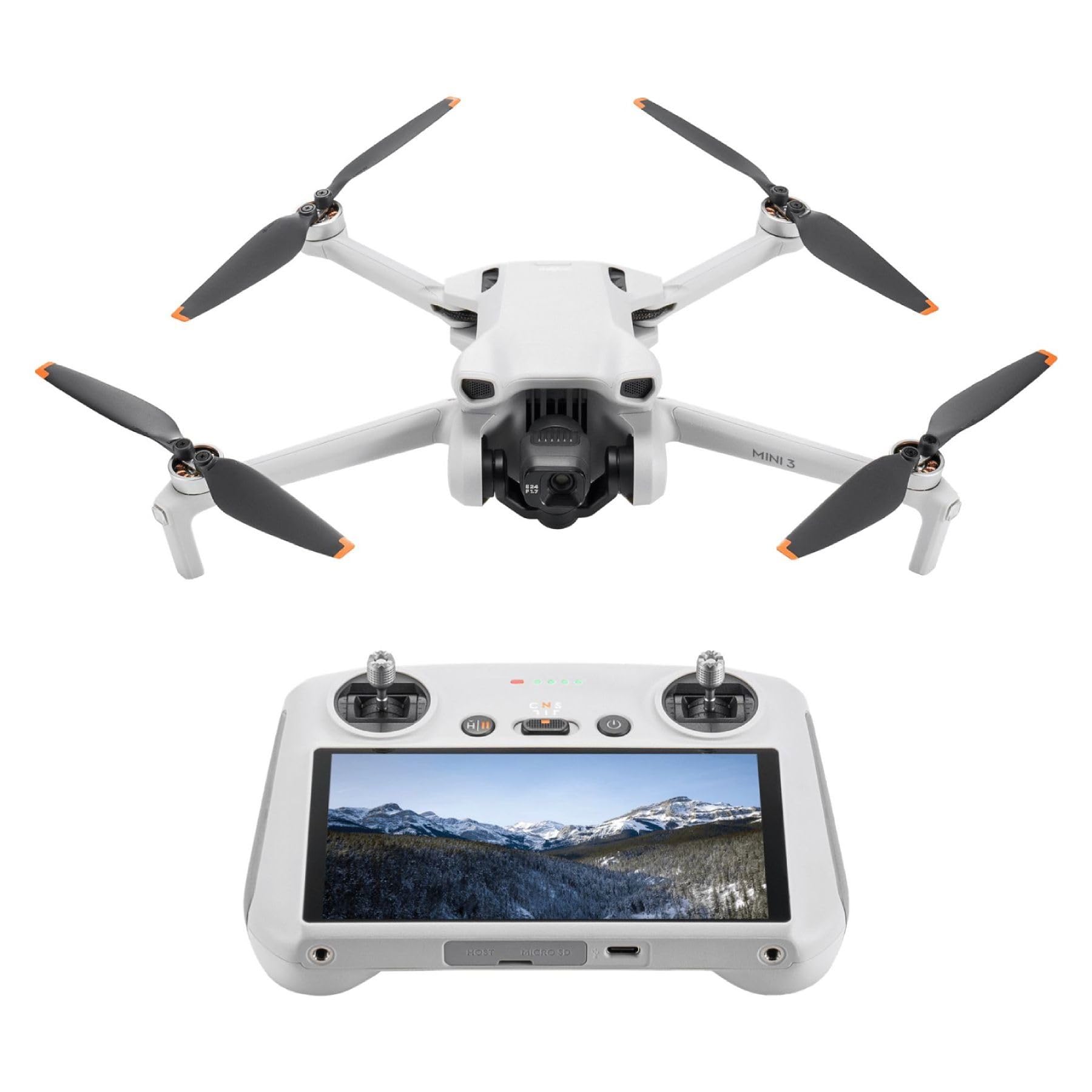 DJI Mini 3 (DJI RC)، طائرة درون خفيفة الوزن مزودة بكاميرا للبالغين مع تثبيت ميكانيكي ثلاثي المحاور بدقة 4K، وقت طيران 38 دقيقة، نقل فيديو يصل إلى 32800 قدم (10 كم)، تصوير عمودي، عودة تلقائية مدمجة بنظام تحديد المواقع العالمي (GPS)