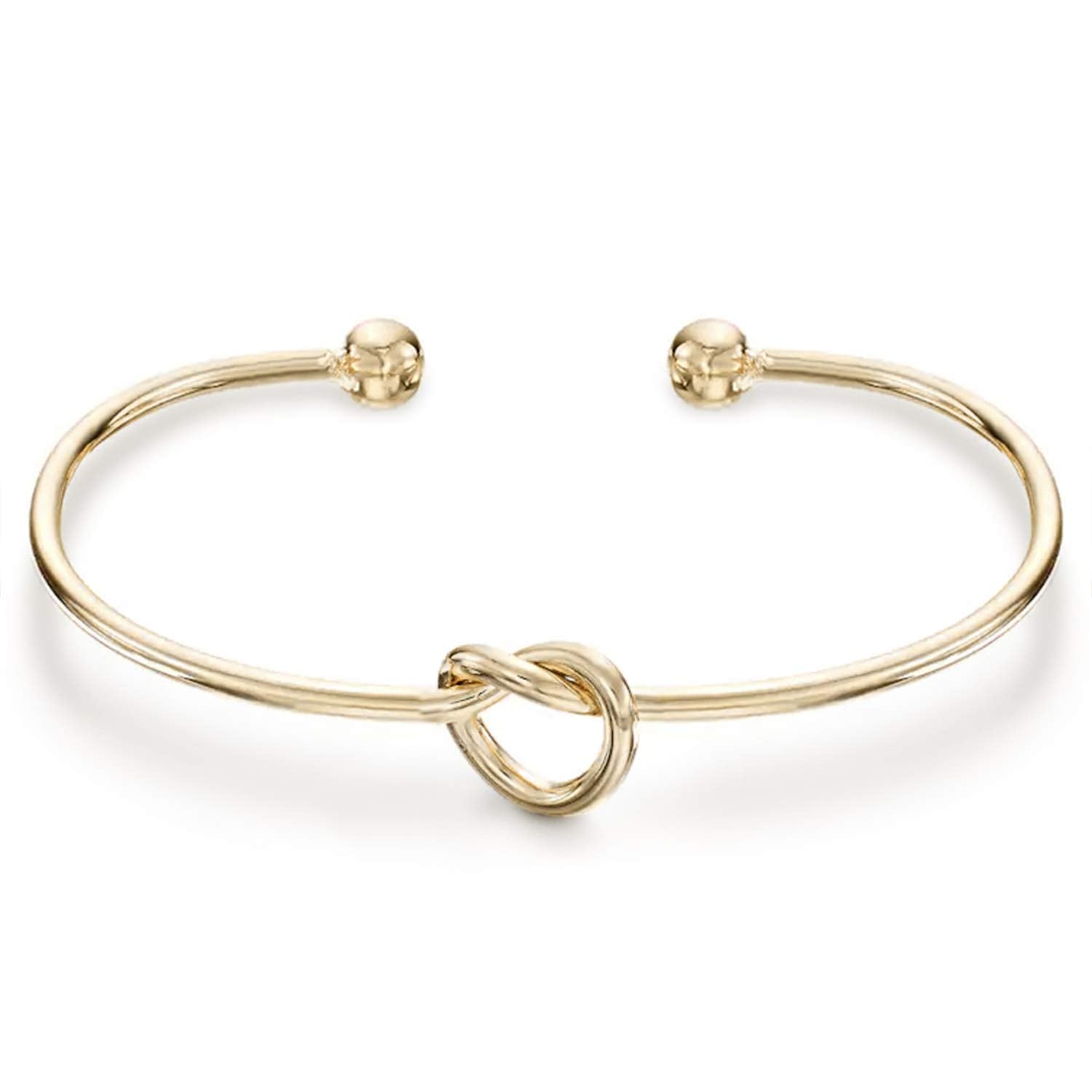 PAVOI 14K Gold Plated Forever Love Knot Infinity Bangle Bracelets for Women | Adjustable Yellow Gold Bracelet