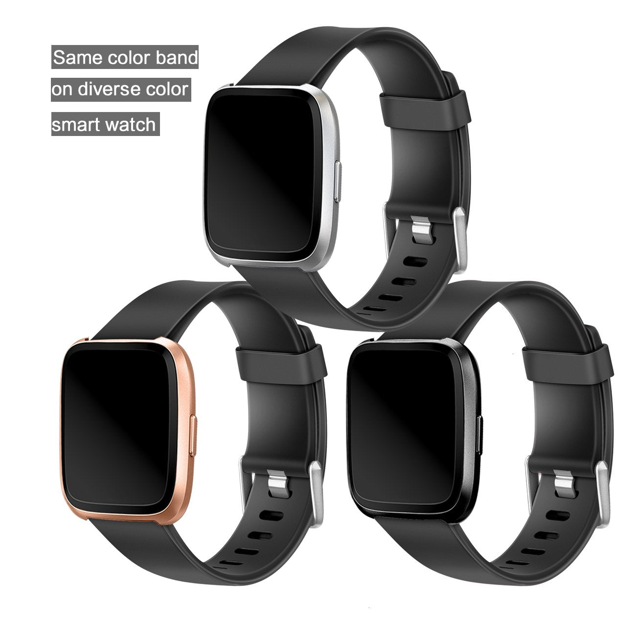 Wepro Band Compatible with Fitbit Versa 2 Bands for Women Men, Soft Band Compatible with Fitbit Versa Bands, Sport Waterproof Breathable Replacement Wristband Strap for Versa Lite, Large, Black, 1 Pack