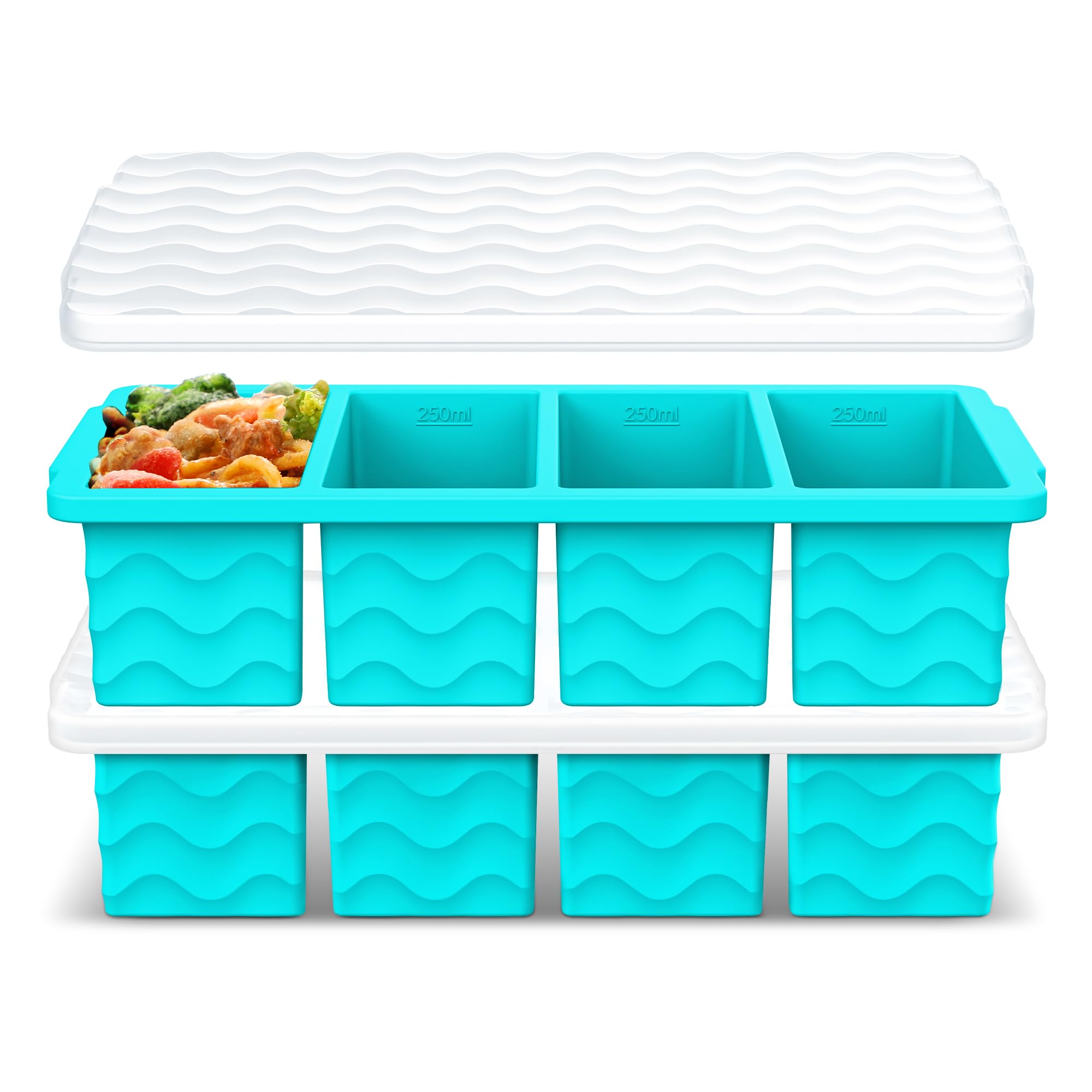 Silicone Freezer Molds for Soup with Lid - 1-Cup Soup Container Style Ice Cube Trays for Freezer, Meal Prep & Food Storage, Freeze 250mL/125mL Portions - 2 Pack