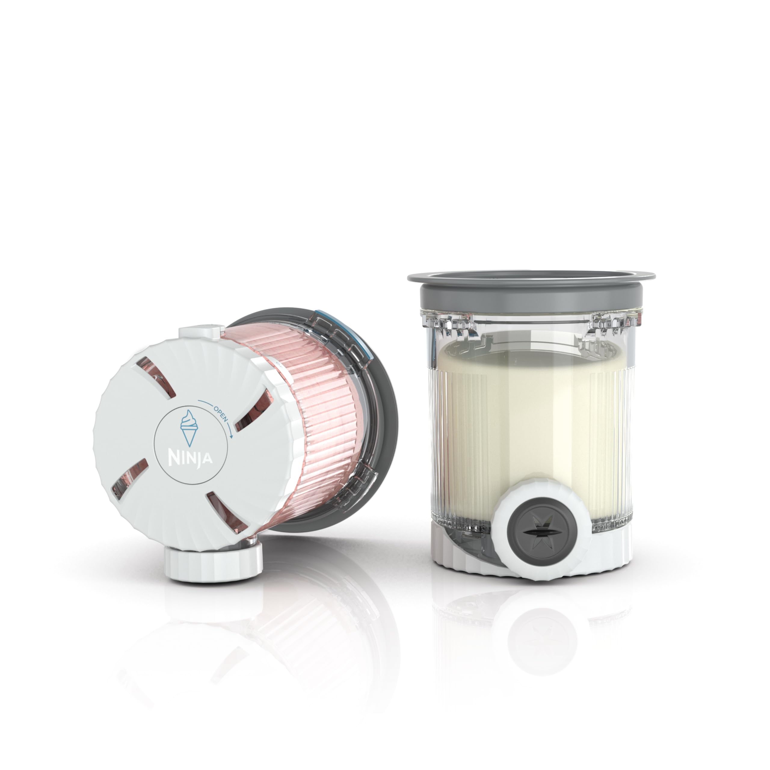 Ninja Swirl by CREAMi Becher und Deckel – 2er-Pack, kompatibel mit NC700 Serie Ninja Swirl Eis- & Softeismaschinen, BPA-frei & spülmaschinenfest, graue Deckel, XSK7PNTLD2