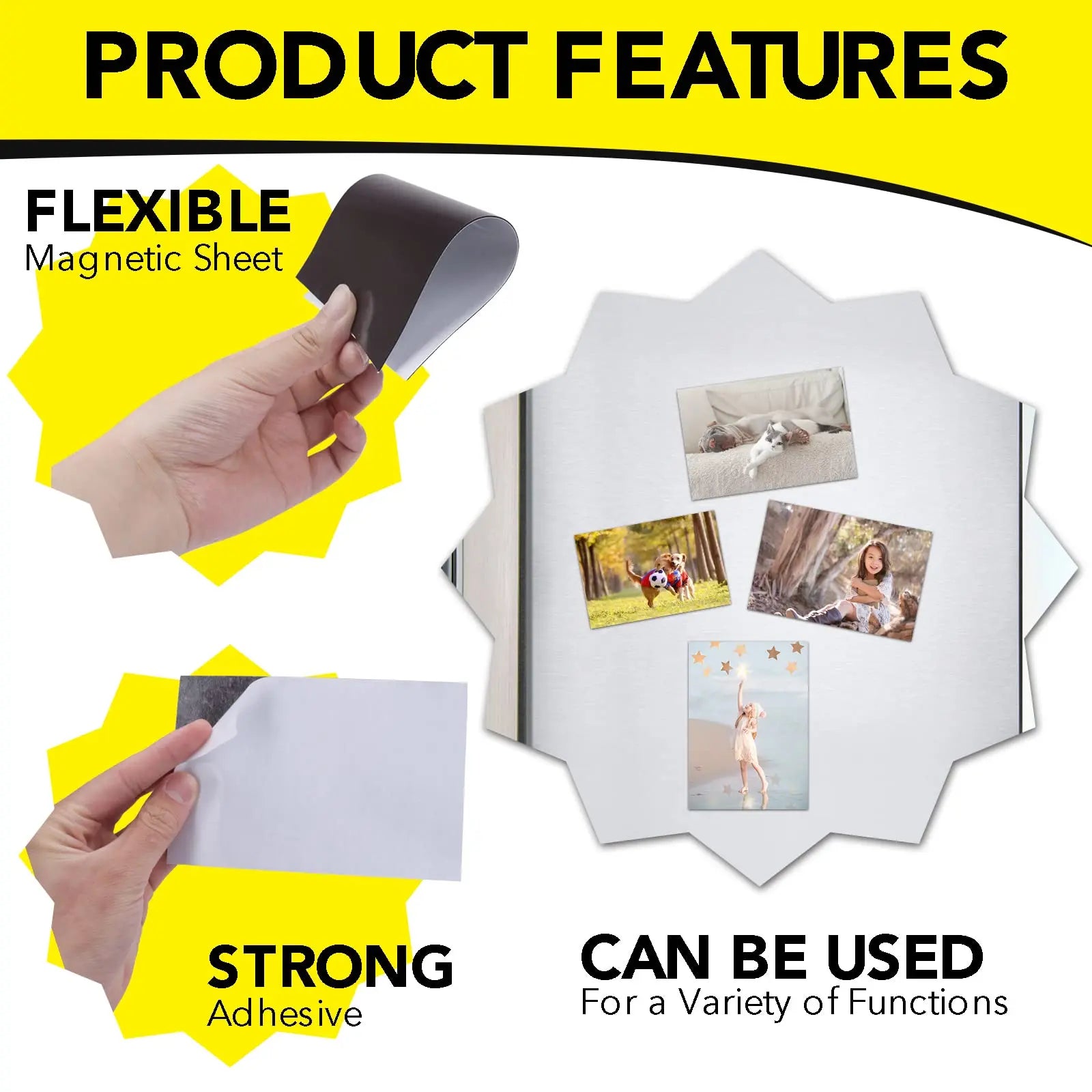 DIYMAG Magnetic Adhesive Sheets, 4" x 6" 10 Pack Cuttable Magnets Flexible Magnet Sheets with Adhesive for Crafts Photos Classroom Decorations Easy Peel and Stickers for Planning and Organization