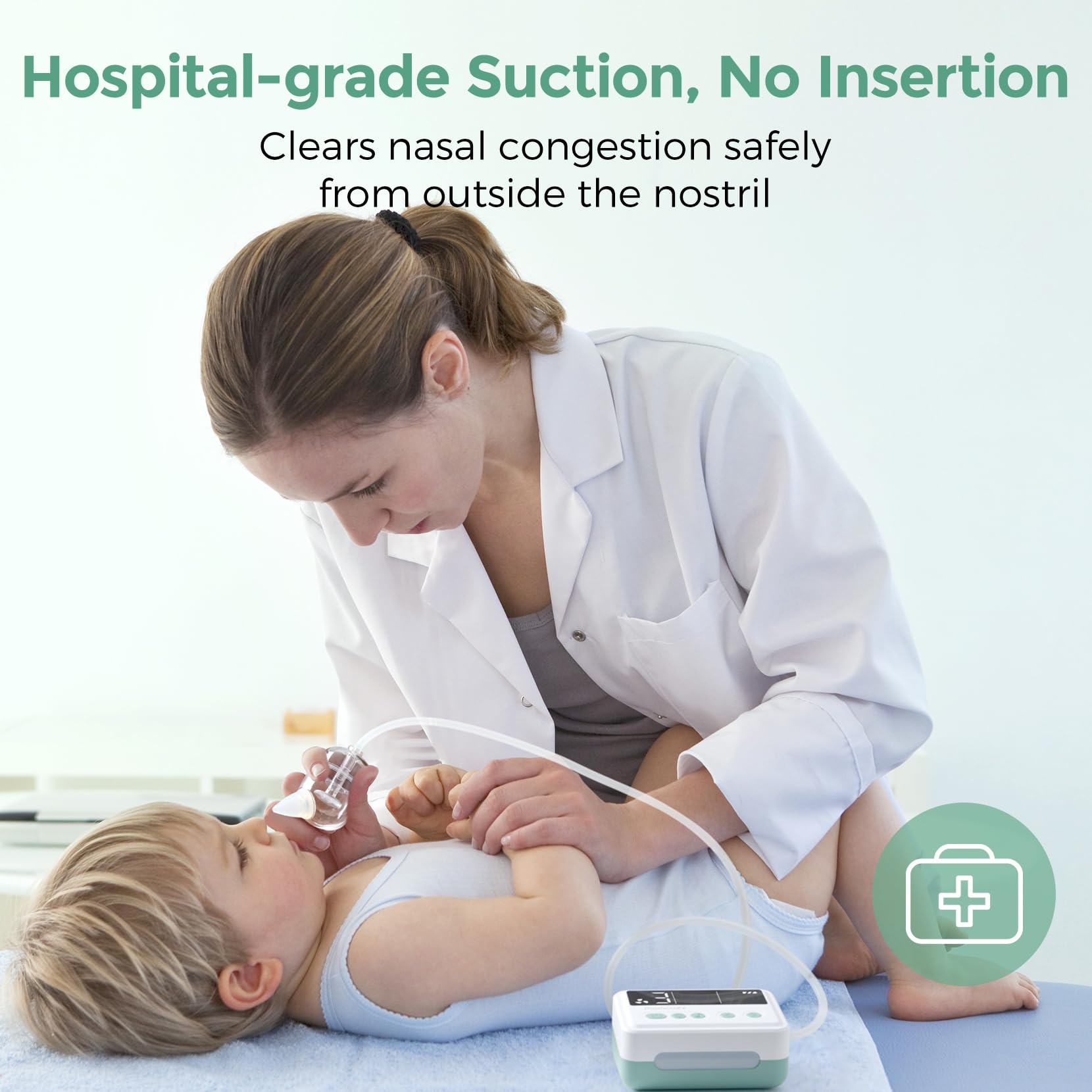 Momcozy Nasal Aspirator for Baby, 【Hospital-Grade】 70 KPa Strong Suction & 9 Suction Levels Nose Sucker, Electric Nose Cleaner for Toddler & Newborn, Soothe Light & Lullabies, BPA Free Silicone Tips