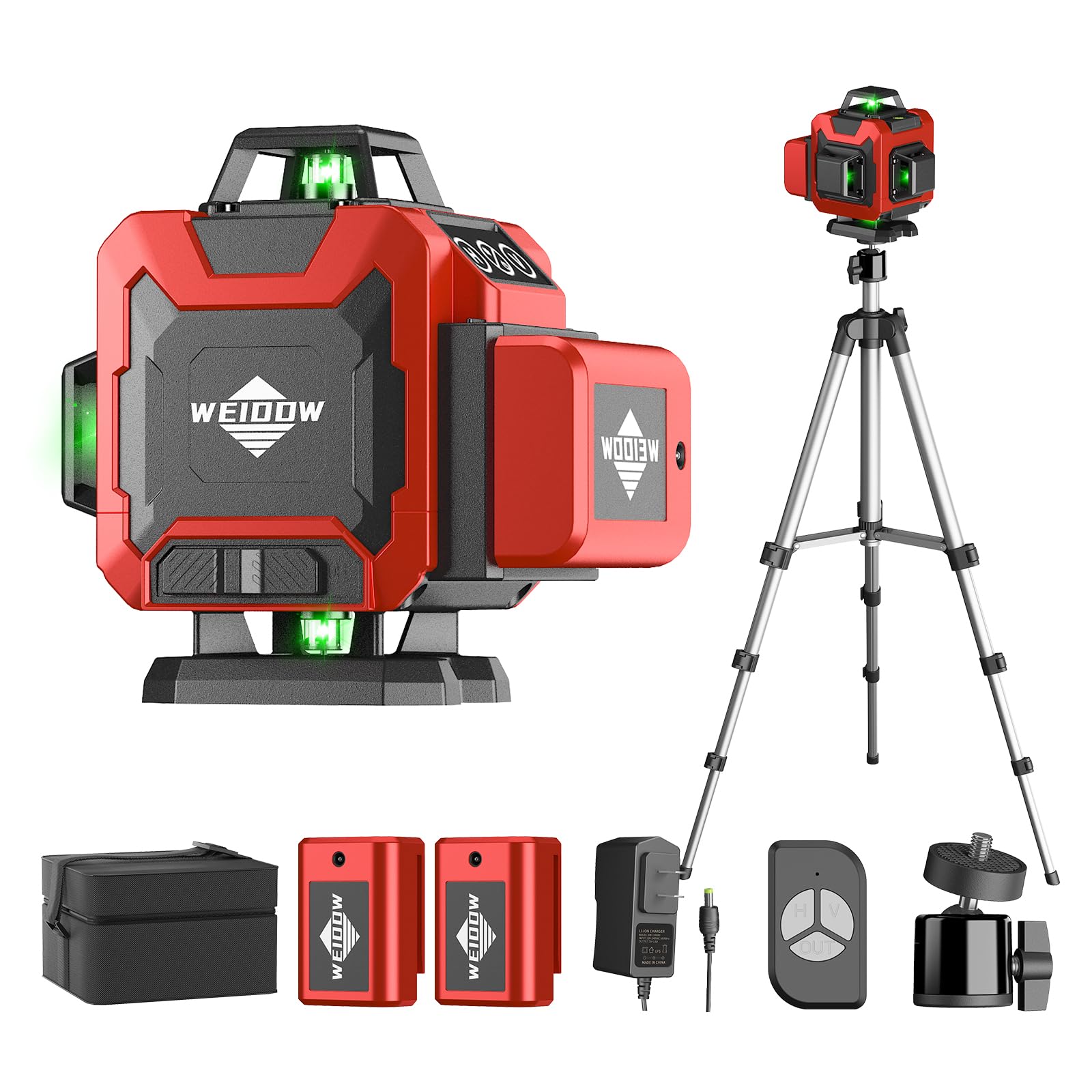 Laser Wasserwaage 360 Selbstnivellierend mit Stativ, WEIDDW 4D Laser Wasserwaage, 4x360 Grad Kreuzlinienlaser für Bauprojekte, Renovierung, Bodenfliesen, Laserlinien-Werkzeug
