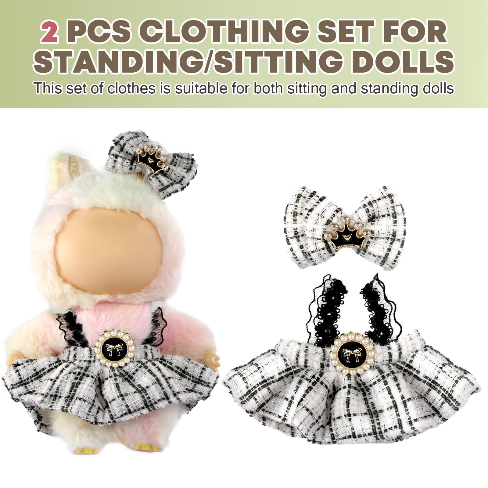 Clothes for LABUBU 17cm Doll (NO Doll),Outfit for LABUBU,Clothes Set for LABUBU Dress Up,Accessories for LABUBU
